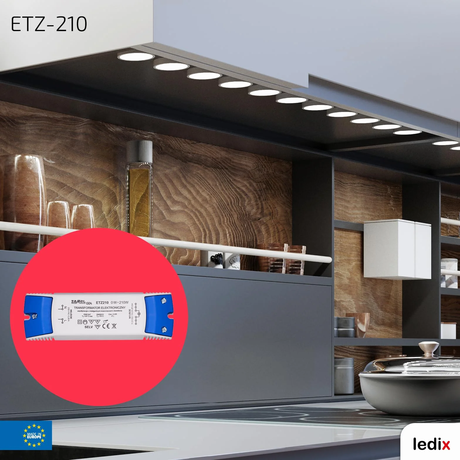 ETZ-250 x transformator elektroniczny 12 V 250 W, srebrny