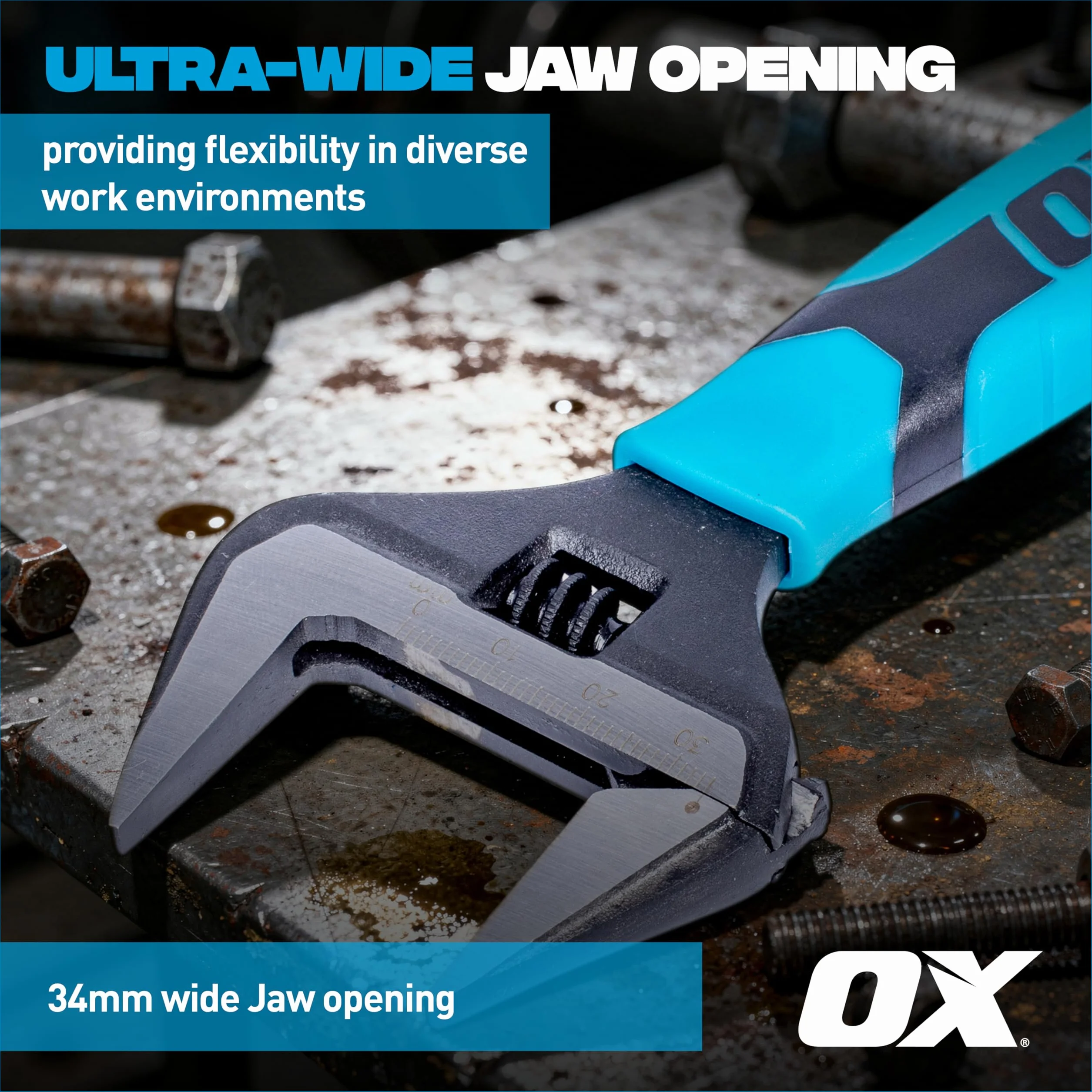 OX Pro Series Adjustable Wrench Extra Wide Jaw 6" (150 mm)