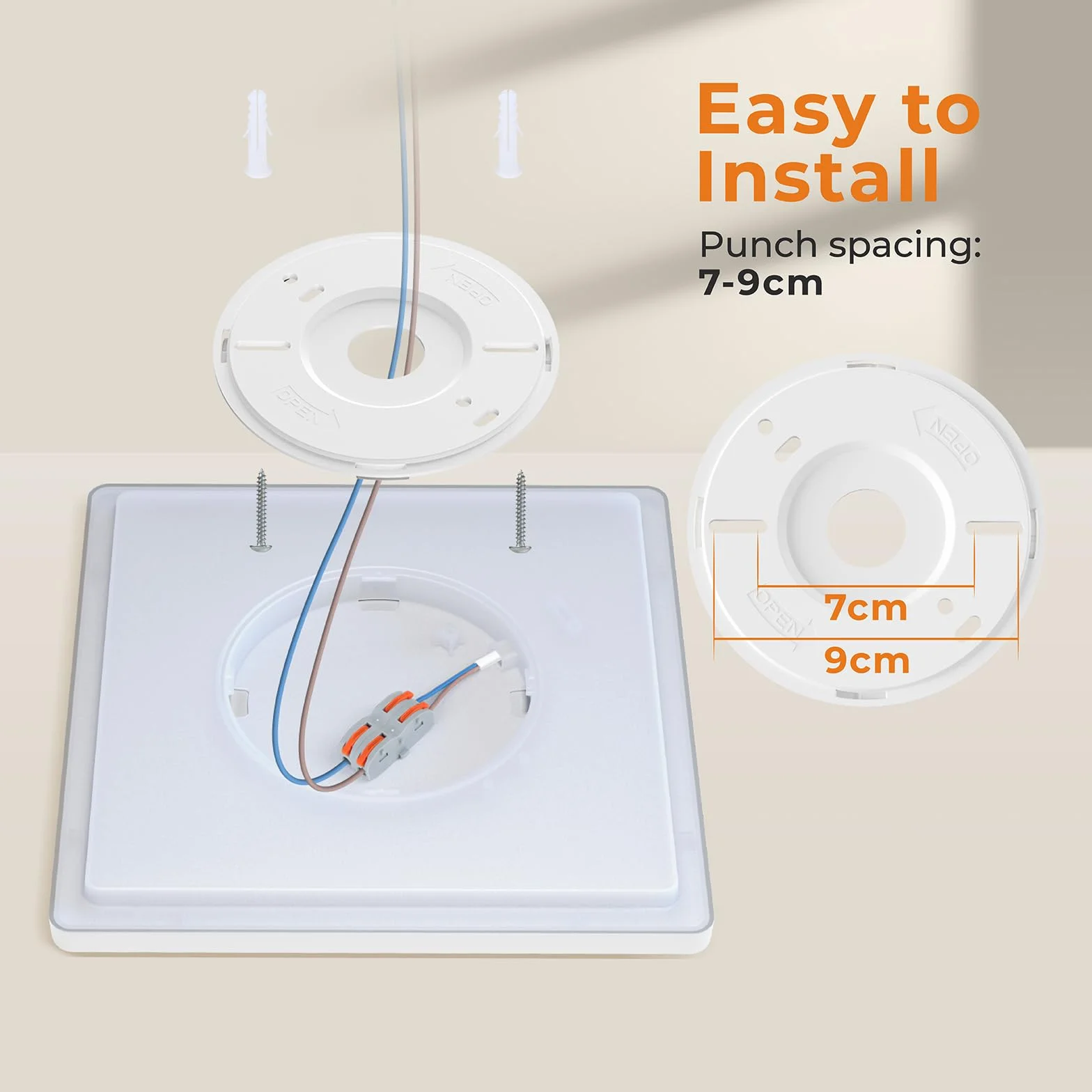 BLNAN LED Sufitowa Lampa, 18W Płaska Lampa Sufitowa Ciepła Neutralna Chłodna Biel 3000K/4000K/5000K, Panel z Podświetleniem, 1800lm do Korytarza, Sypialni, Kuchni, Łazienki, Balkonu, Piętra 22cm