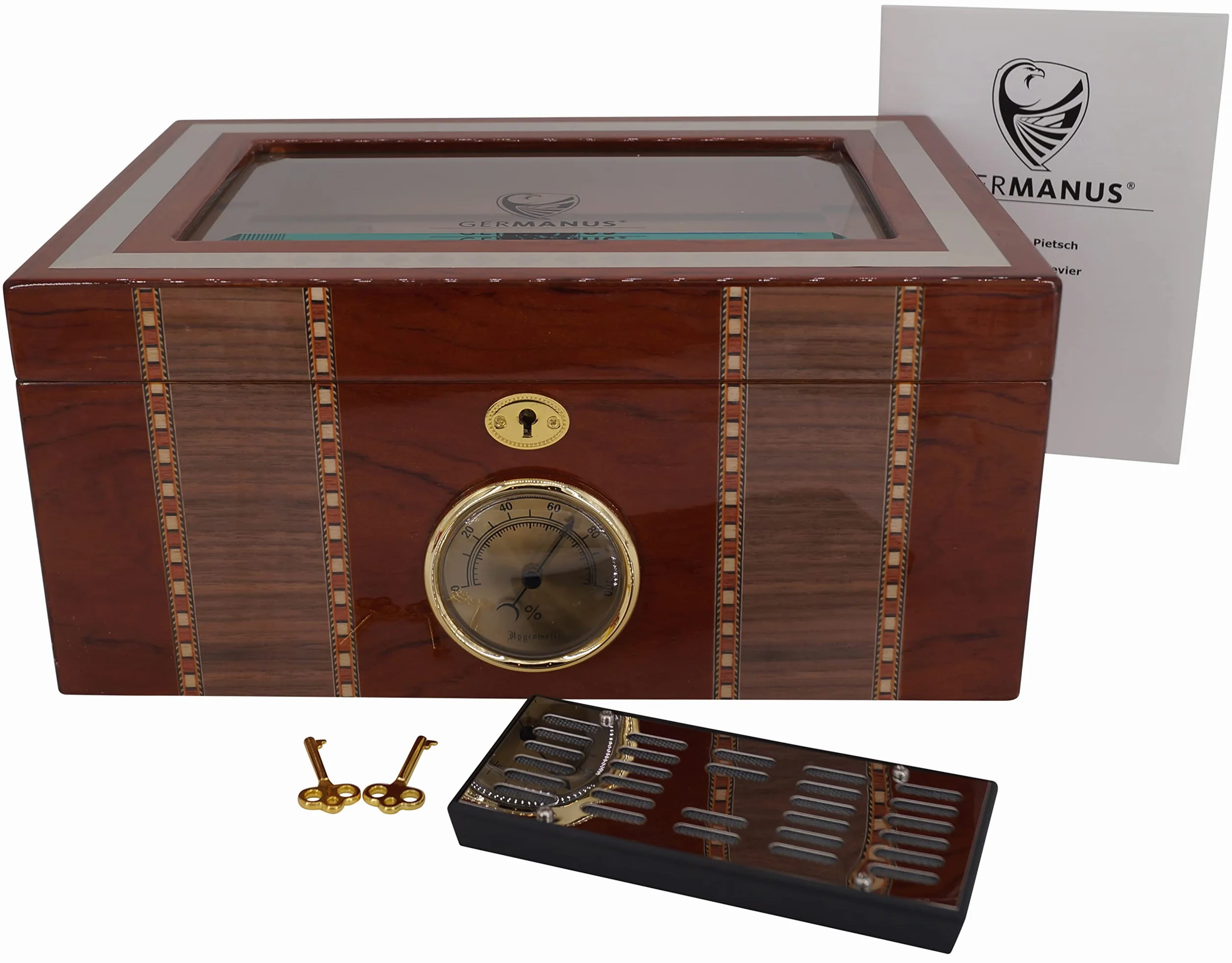 GERMANUS Humidor skrzynia z okienkiem, brązowa MVI