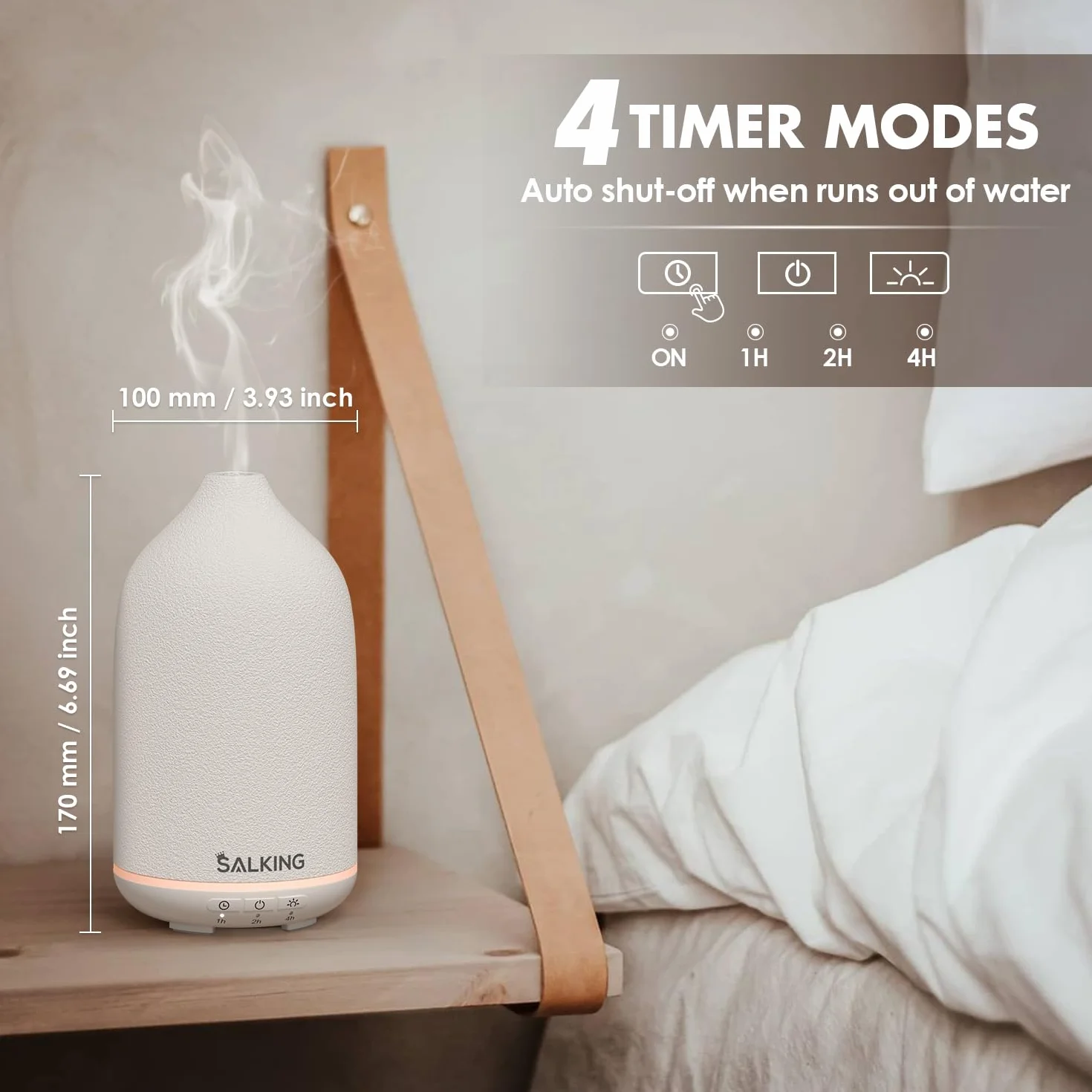 SALKING Dyfuzor olejków eterycznych ceramiczny 150 ml ultradźwiękowy z 7 kolorami LED