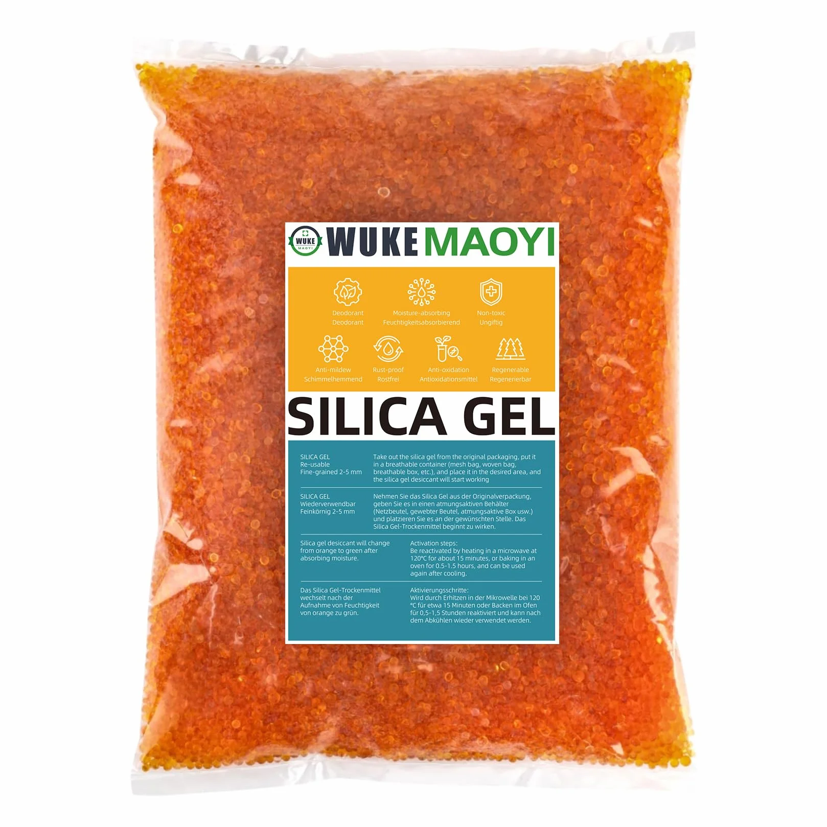900 g żel krzemionkowy wielokrotnego użytku, worek z żelu krzemionkowego, środek osuszający, kulki krzemionkowe, żel krzemionkowy do przechowywania ubrań, urządzeń, osuszaczy samochodowych, ze