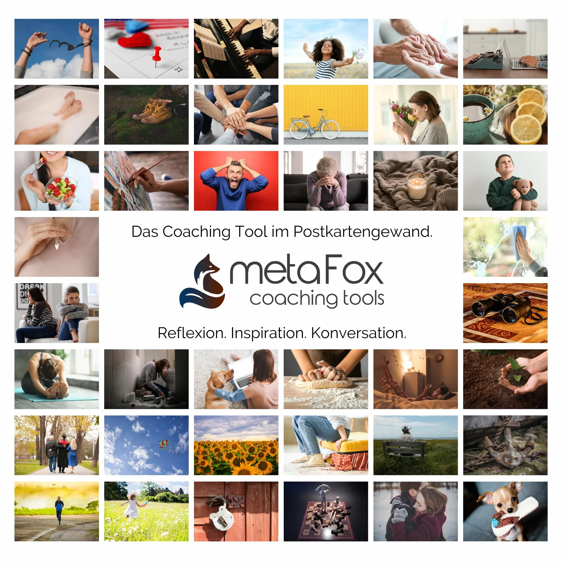 metaFox - "Navigating Grief" – 52 karty coachingowe do coachingu, dyskryminacyjnych momentów – zastosowanie jako materiały coachingowe, karty terapeutyczne dla doradców i terapeutów