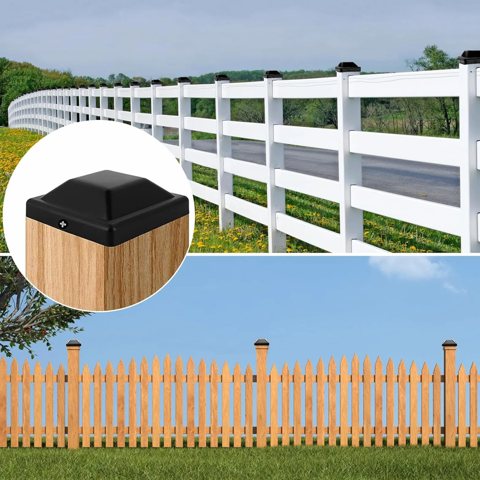 Nakrętki na słupki ogrodzeniowe, antracytowe, do wymiarów zewnętrznych 10 x 10 cm, nakładki na rury z wysokiej jakości tworzywa sztucznego, zaślepki na słupki ogrodzeniowe, osłona ogrodzenia