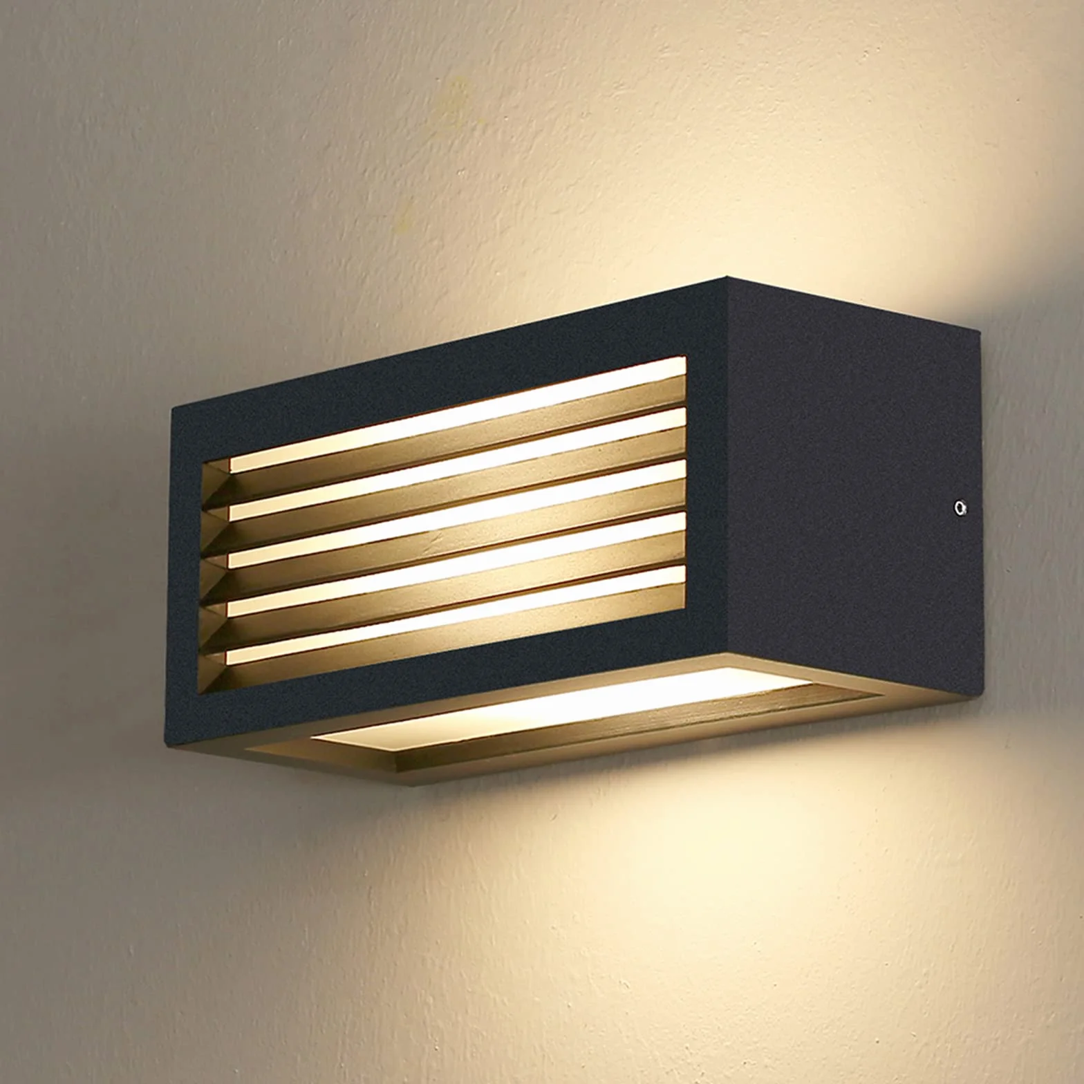 HLFVLITE Zewnętrzna lampa ścienna, aluminiowa zewnętrzna lampa ścienna góra i dół nowoczesny zewnętrzny kinkiet ścienny, wodoodporność IP54, antracyt szary