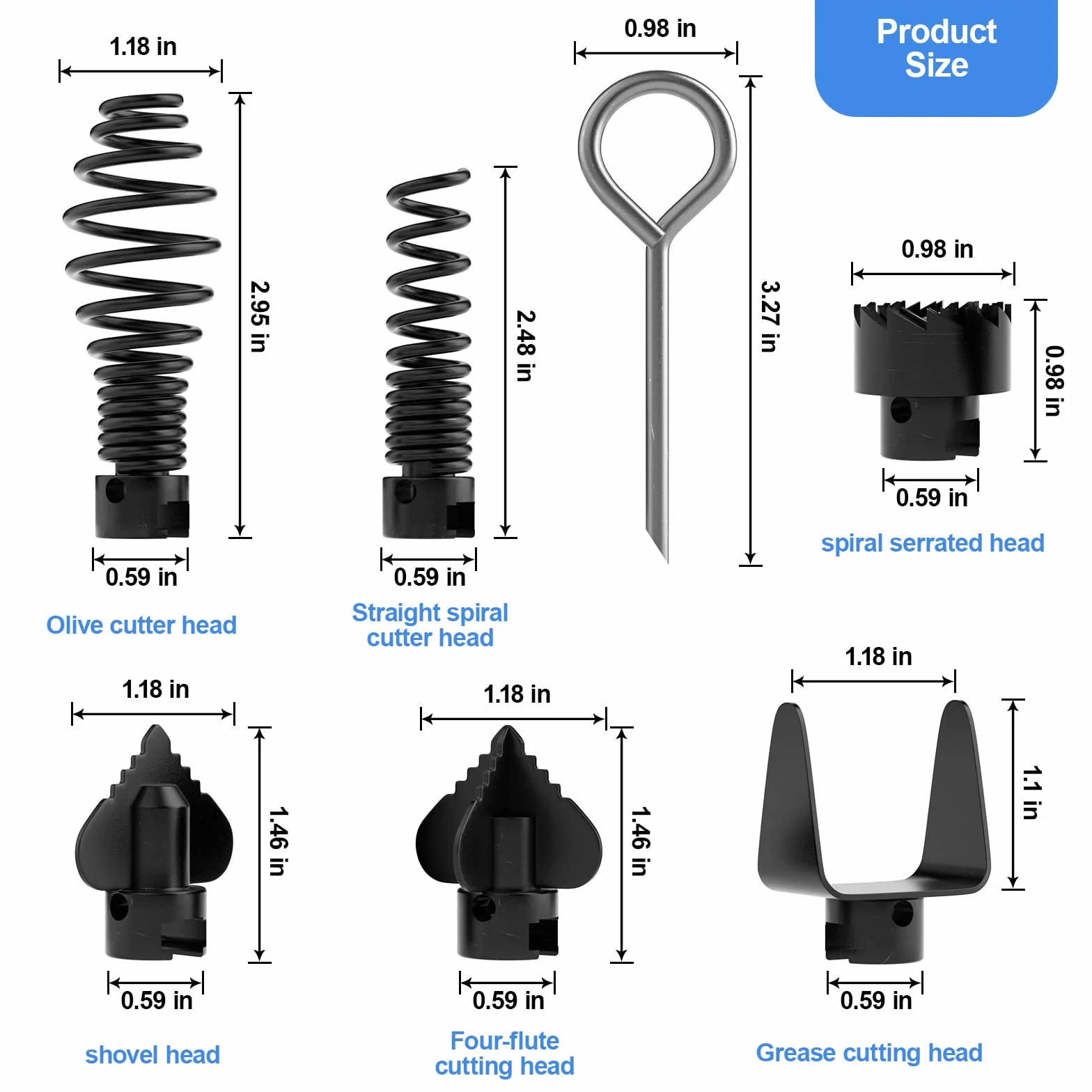 FEITON Zestaw pedałów nożnych + głowica tnąca, przełącznik pedałowy z wężem 20 cm, stalowa sprężyna 16 mm, automatyczna blokada głowicy tnącej, do maszyn do czyszczenia odpływów, zamiennik Ridgid