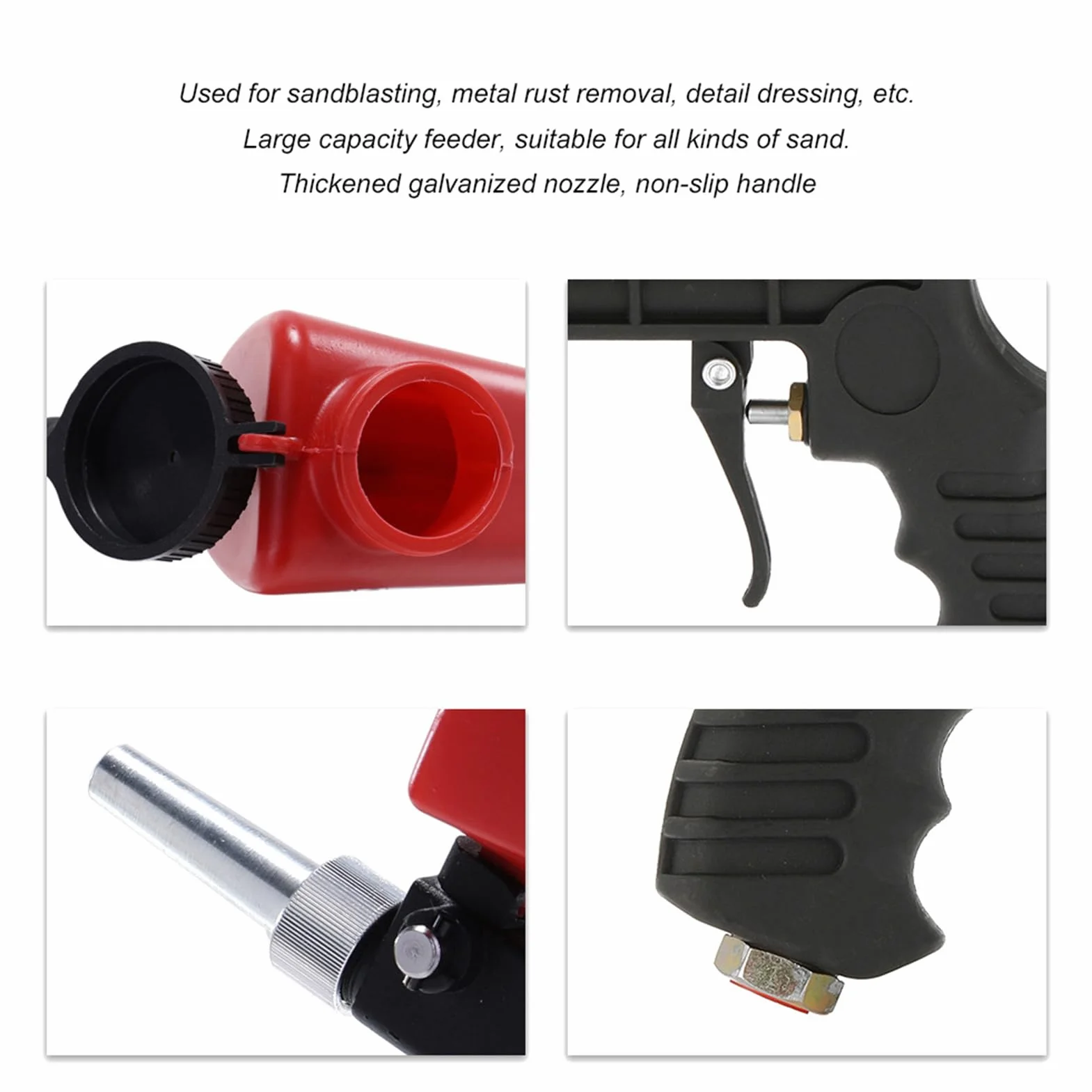 90PSI SandBlaster Gun Kit, Ręczny Pistolet do Piaskowania Grawitacyjnego do Usuwania Farby, Plam, Rdzy, Brudu z Powierzchni, Pneumatyczny Pistolet do Piaskowania z 2 Wymiennymi