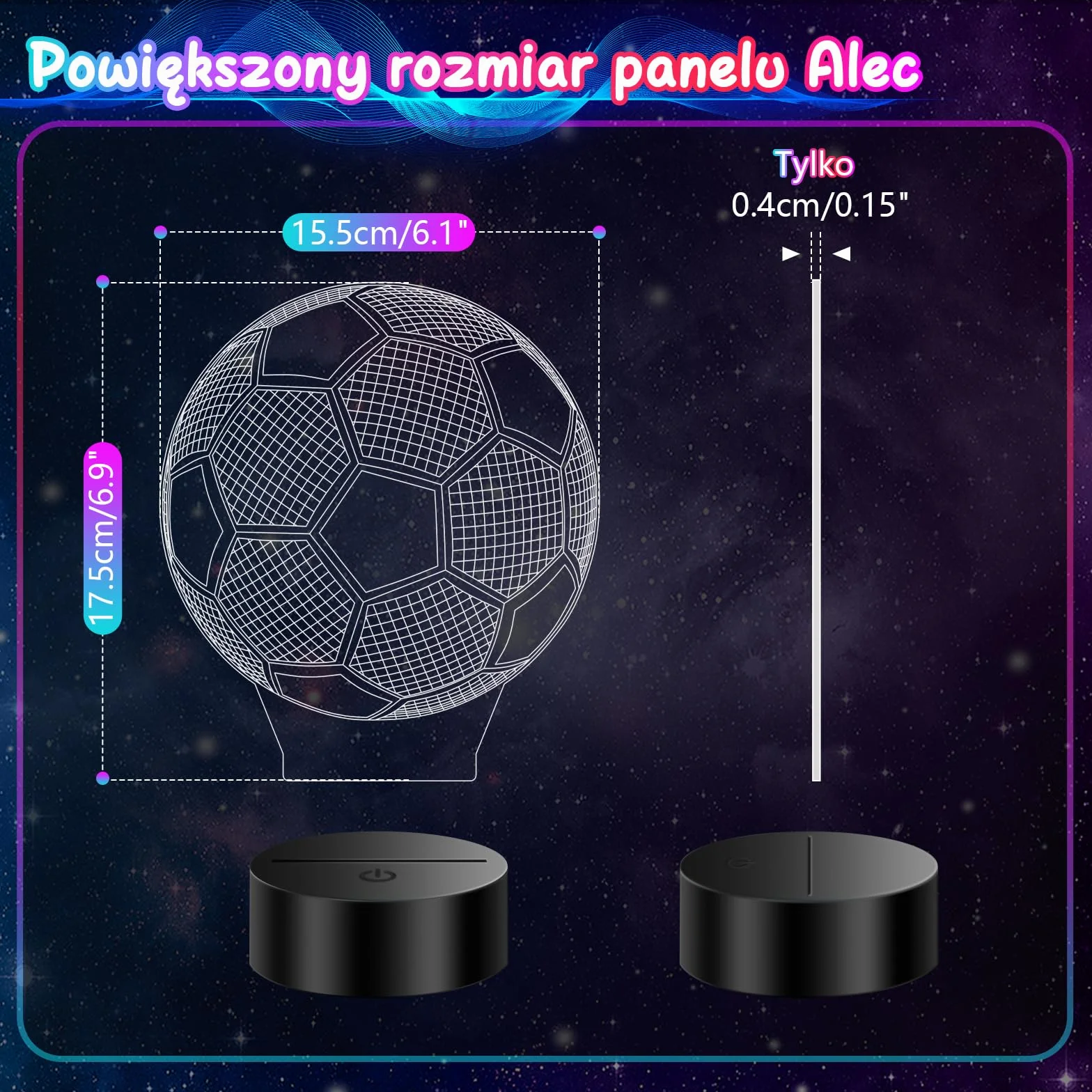 3D Lampka Nocna Iluzja Optyczna dla Dzieci – Prezent Piłkarski dla Chłopca i Dziewczynki, 16 Kolorów z Pilotem, Dekoracja Pokoju na Urodziny (5-12 Lat) (Piłka nożna-01)
