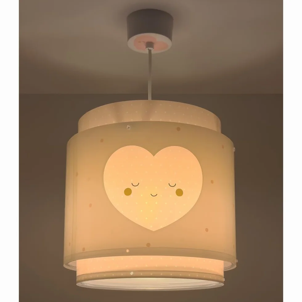 Dziecięca lampa sufitowa wisząca Baby Dreams z różowym sercem