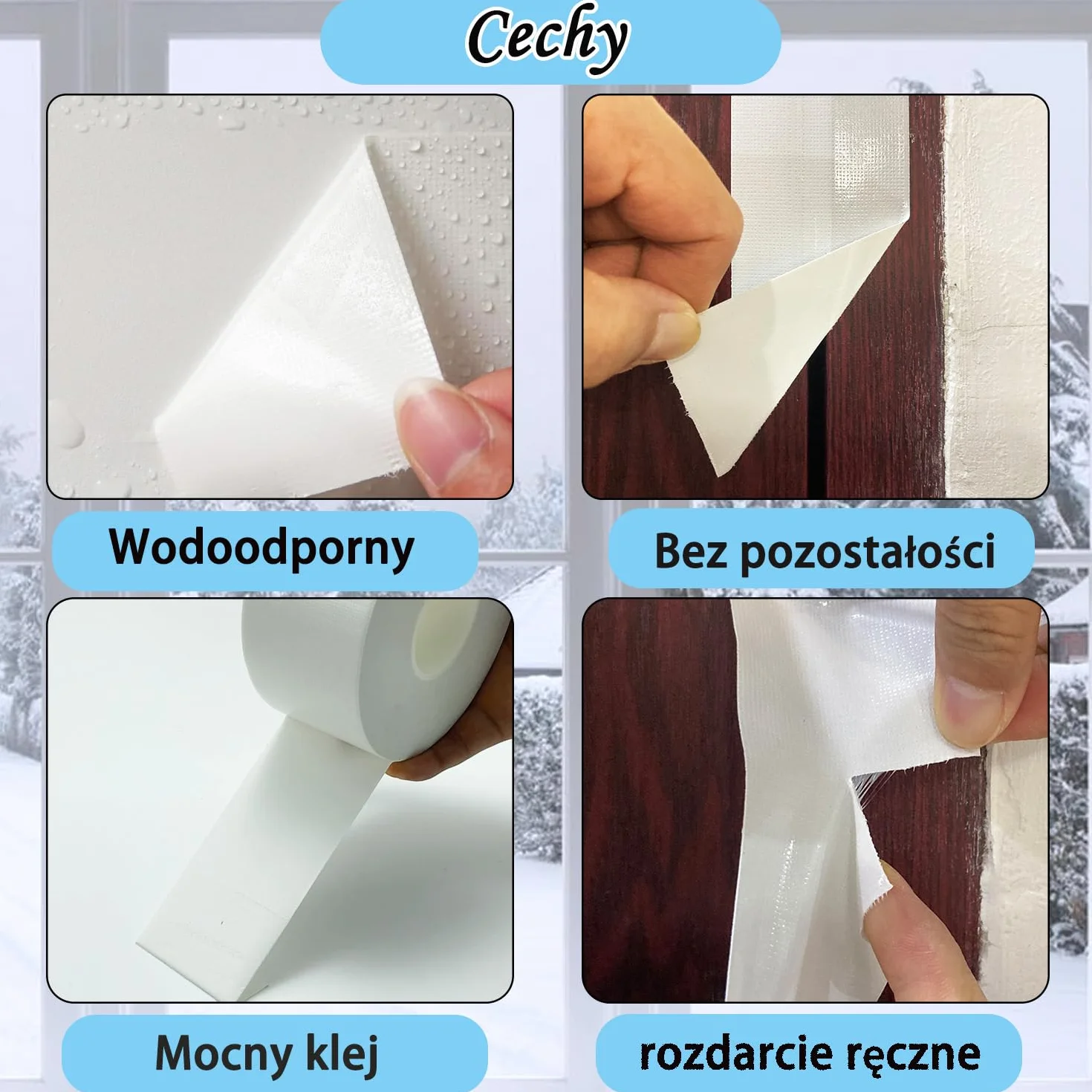 Taśma uszczelniająca do okien Kaihen, biała, wodoodporna, do klimatyzacji, okien i drzwi, chroni przed zimnym powietrzem, kurzem i deszczem, 2cale/5cm x 99stóp/30m, bez pozostałości