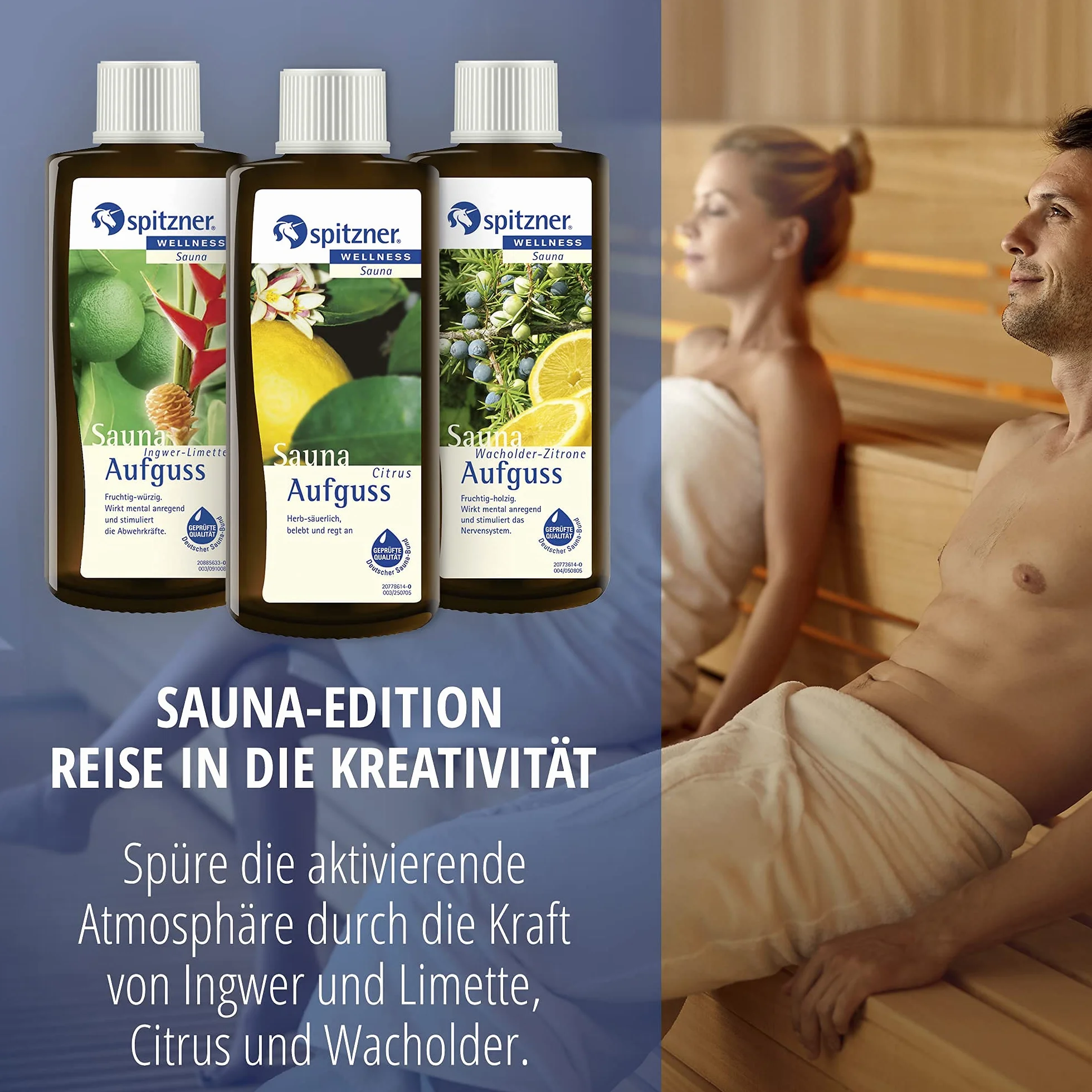 Spitzner Zestaw esencji do sauny 3 x 190 ml imbir limonka cytrusy jałowiec cytrynowy