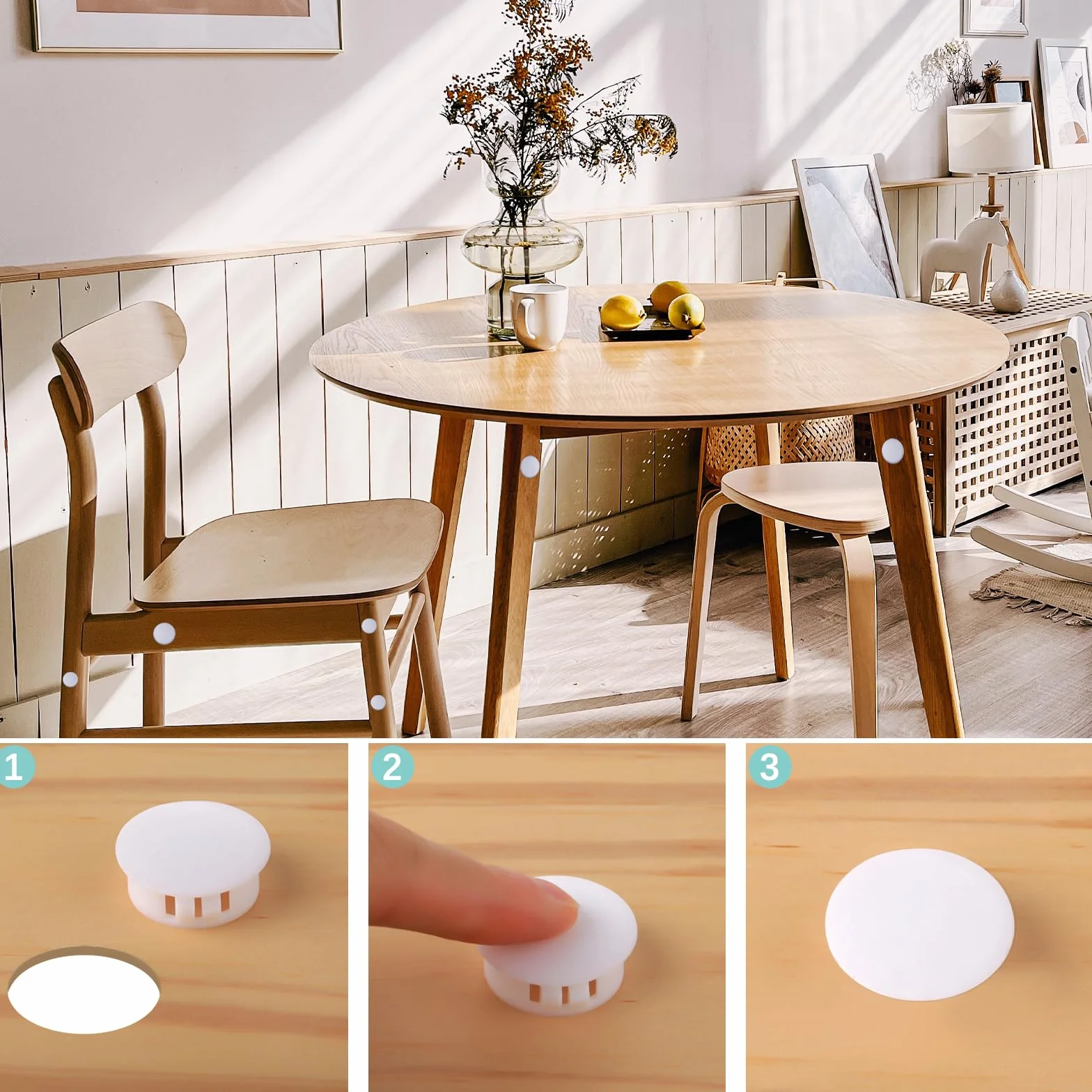 Ouligay 160 szt. 6 rozmiarów plastikowe białe otwory zaślepki z otworem na śrubę pokrywa zatyczki blokujące do mebli szafek 1/10.2 cm 5/40.6 cm 3/20.3 cm 1/5.1 cm 2.5 cm