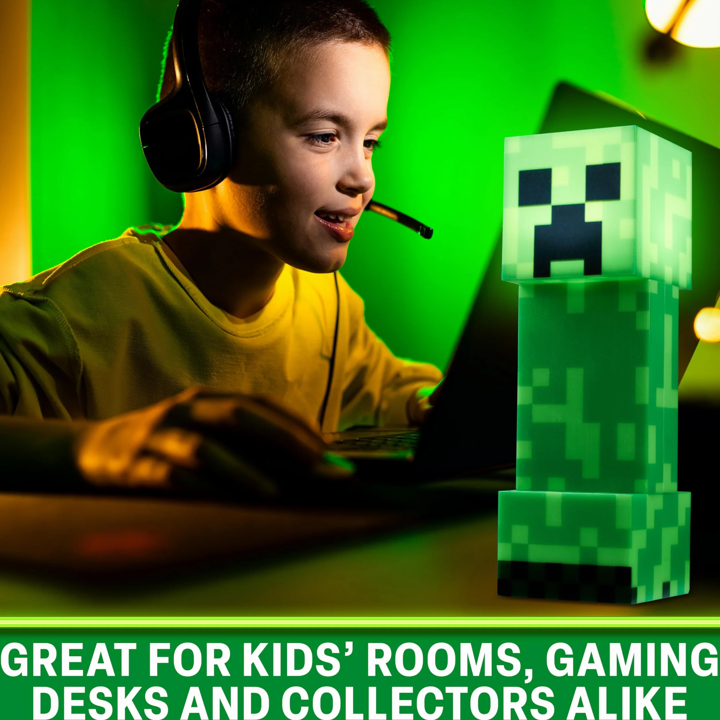 Minecraft Creeper latarka nocna dla dzieci, latarka 2 w 1 i lampa z zasilaniem USB i baterią, dekoracja sypialni, oświetlenie biurkowe, prezenty dla graczy dla chłopców