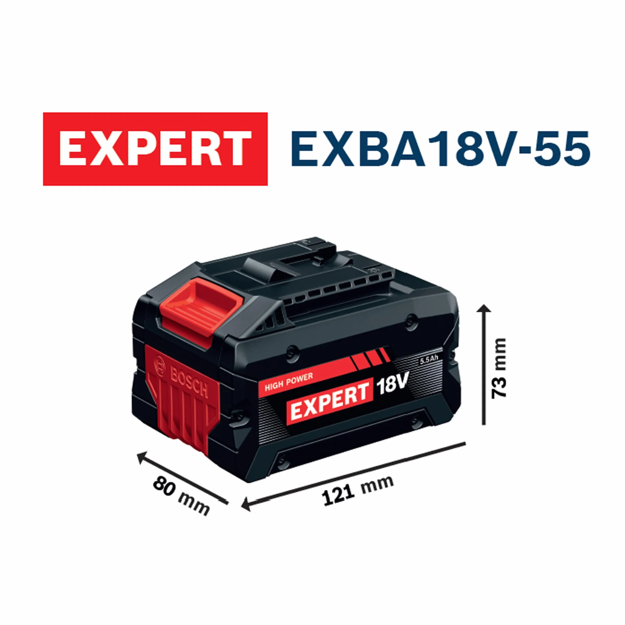 Bosch EXPERT 18V System Wysokoprądowy zestaw akumulatorów: 4 akumulatory EXBA 18V-55, walizka L-BOXX 136