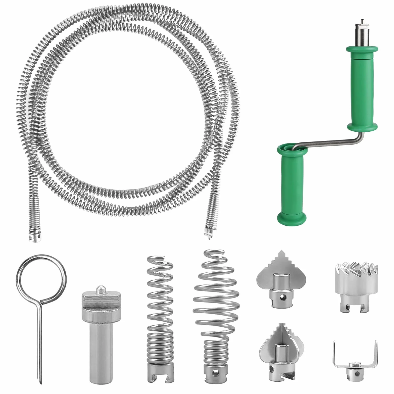 Spirala do czyszczenia rur 3 m, spiralny odpływ, czyszczenie rur 12 mm, z 6 sztukami spirali do czyszczenia odpływów, do usuwania zatkania, kanalizacji, wanny