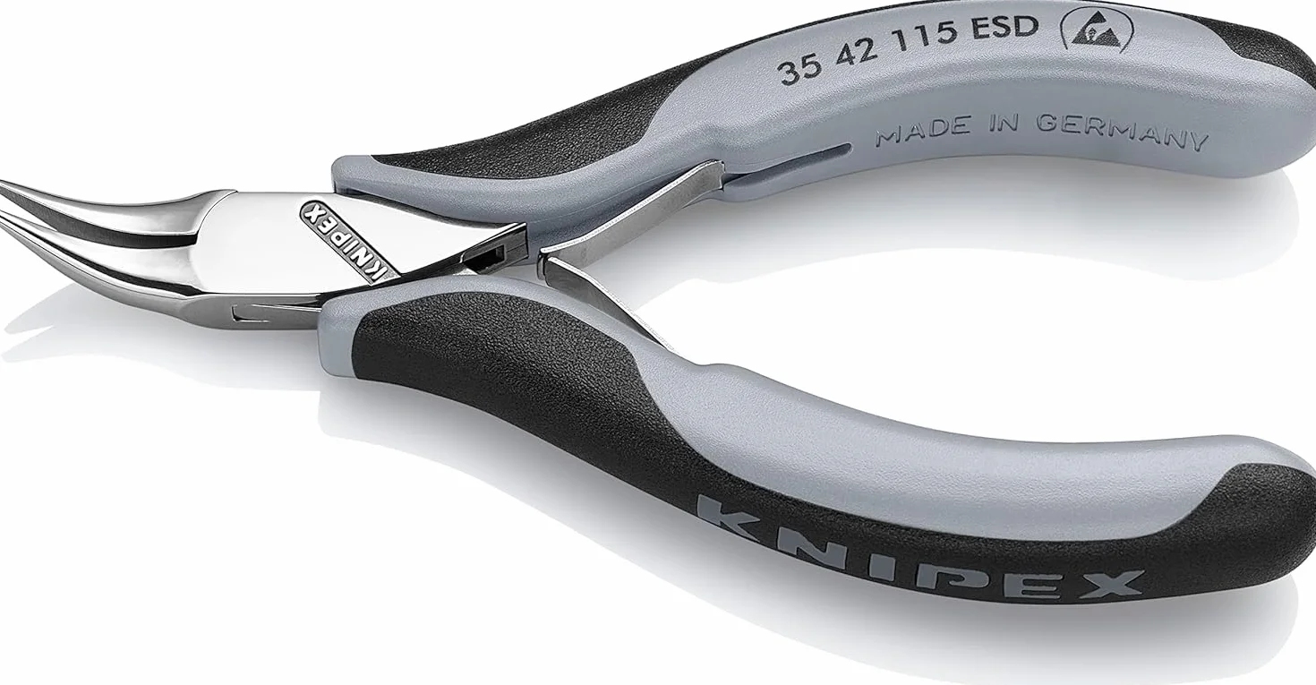 KNIPEX Szczypce ESD dla elektroników ze złączem wsuwkowym polerowana na wysoki połysk z osłonkami wielokomponentowymi 115 mm, 35 42 115 ESD