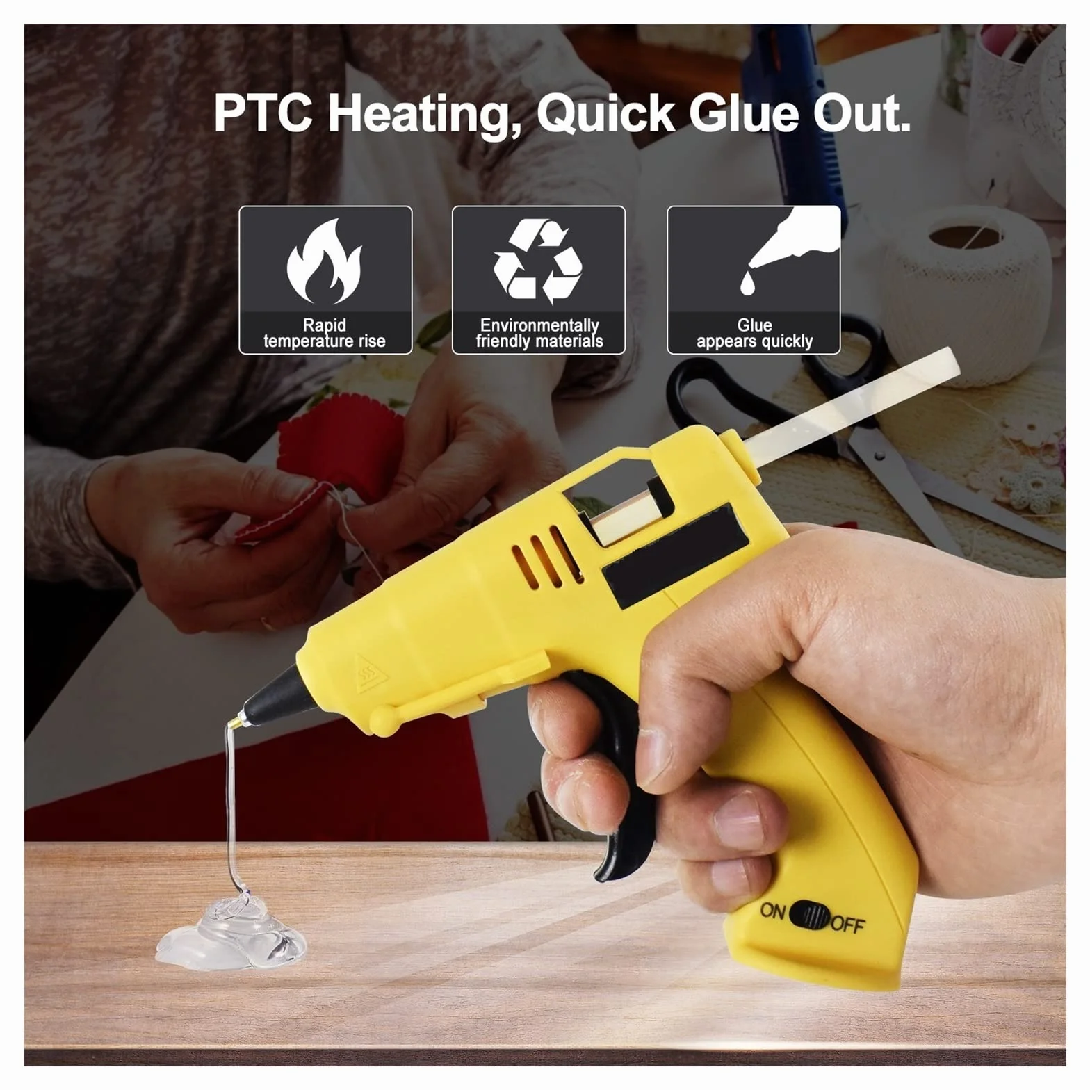 Pistolet Do Kleju Na GorąCo USB Ładowanie Bezprzewodowy Pistolet Do Klejenia Z 100 Szt. 7mm Kleje W Sztyfcie DC Mini Gluegun Przeszczep Narzędzie Do Majsterkowania Do Szkoły Domowej(N-220AY-100PC)