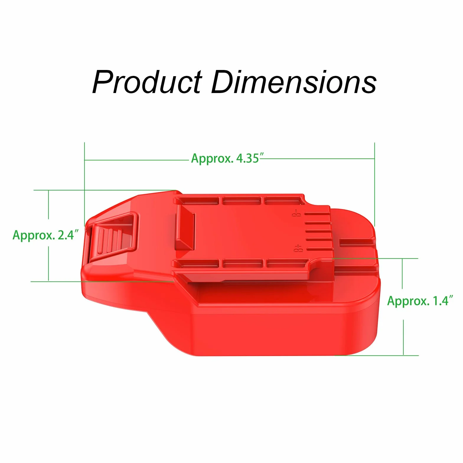 Adapter kompatybilny z narzędziami bezprzewodowymi Bauer 20 V do akumulatorów litowych DeWalt 20 V MAX XR Slider, pojedynczy adapter, czerwony, standardowy