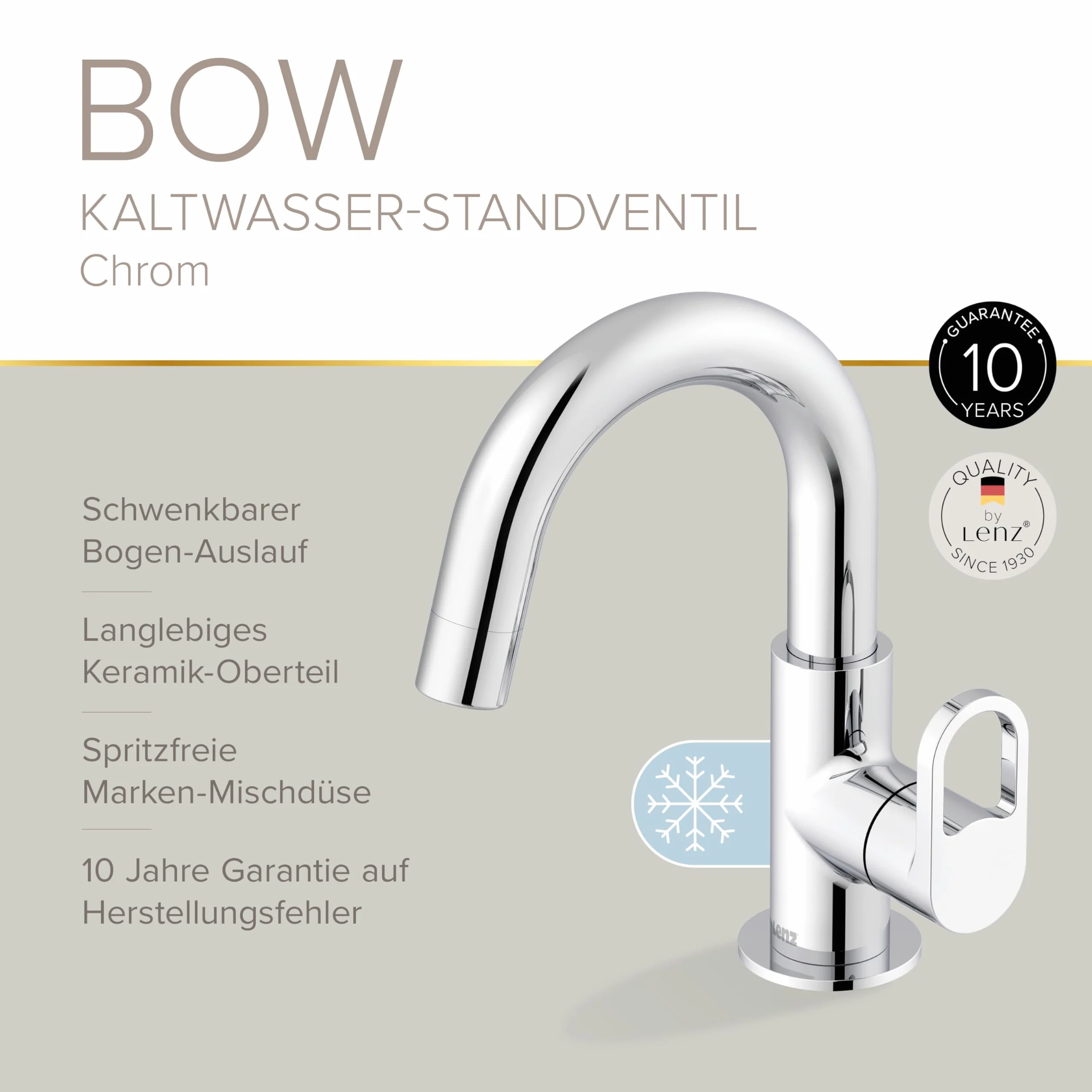 LENZ 42400502 BOW armatura umywalkowa, chromowana
