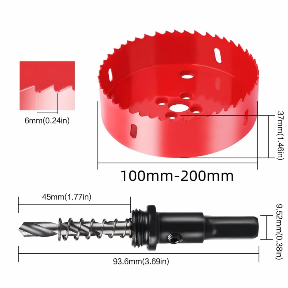 1pc 100-200mm M42 bimetaliczne wiertło HSS otwornica do metalu żelazo aluminium ze stali nierdzewnej plastikowe DIY narzędzia do cięcia drewna, 165mm