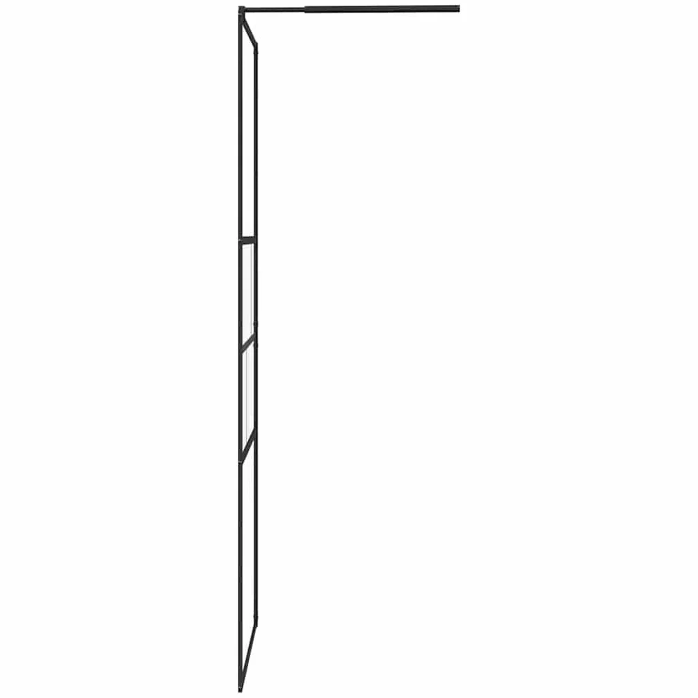 Ścianka prysznicowa Walk-in czarna ze szkła i aluminium, 90 x 195 x 0,5 cm, ścianka prysznicowa ze szkła i aluminium, ochrona przed pryskaniem, ścianka boczna do łazienki, ścianka działowa do