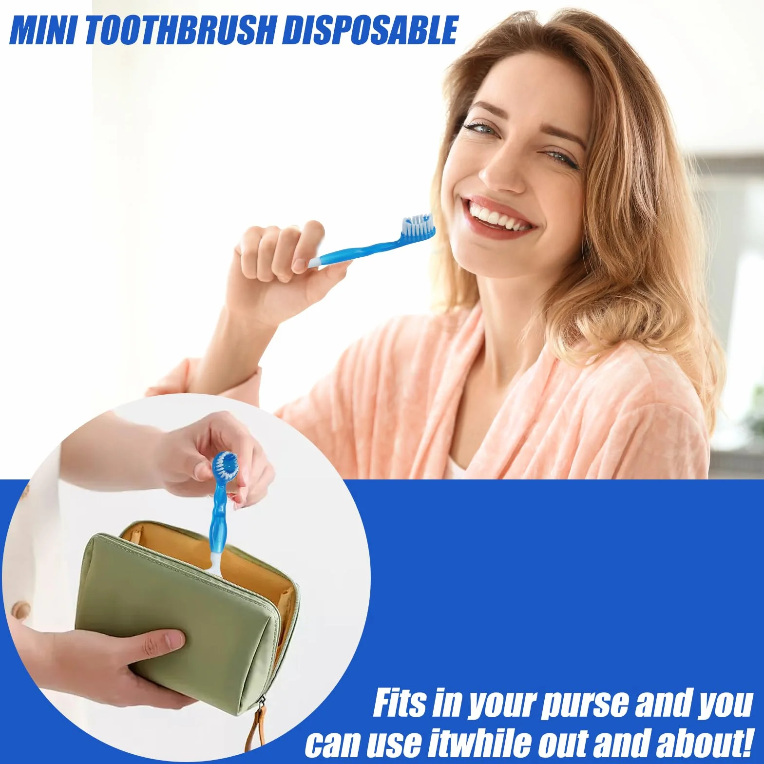 Mini szczoteczka do zębów, 26 sztuk, jednorazowe szczoteczki do zębów z pastą do zębów, 5 w 1, mała szczoteczka do zębów (nić dentystyczna, wstępnie zawiązana, świeży oddech, skrobak do języka