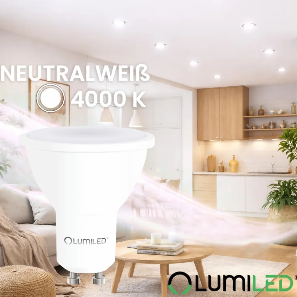 Lumiled Żarówka LED GU10 Reflektor PAR16 10W = 90W 1000lm 4000K Neutralna biel 120° Energooszczędna Zestaw 10 sztuk