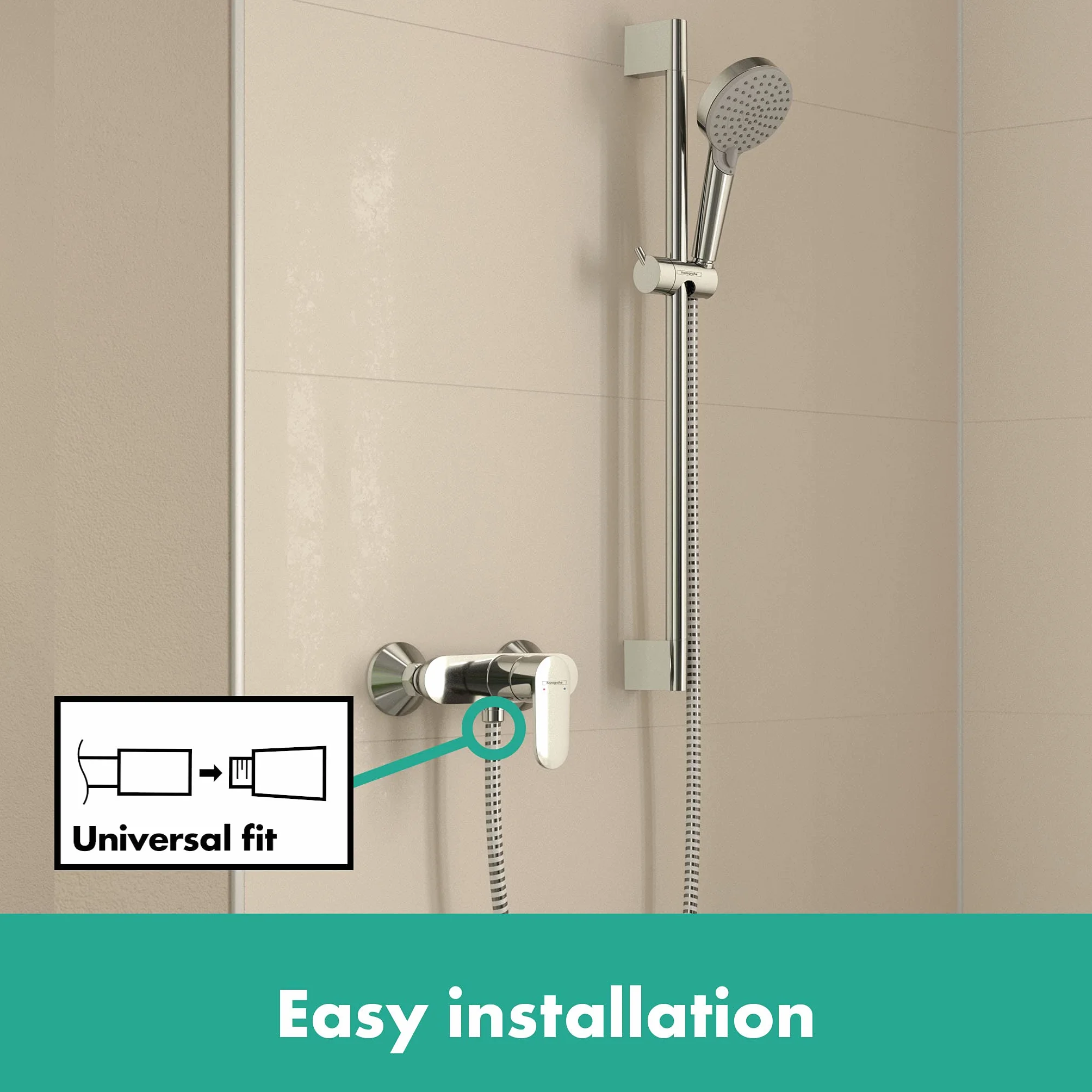 hansgrohe Vivenis Jednouchwytowa bateria umywalkowa ścienna do montażu podtynkowego z wylewką 19,2 cm, element zewnętrzny chrom, 75050000