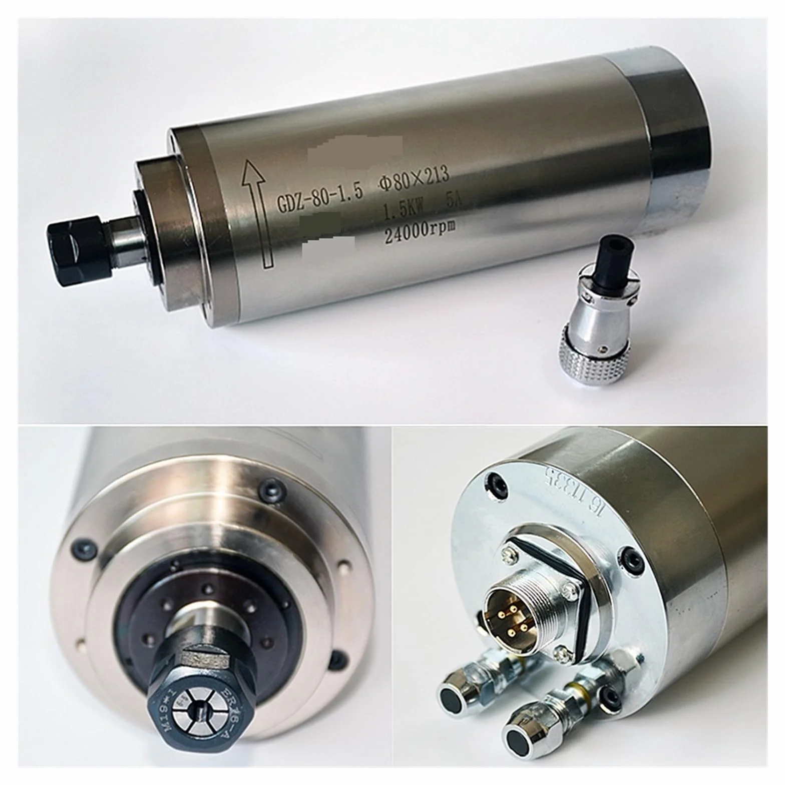 Silnik Wrzeciona Frezarki CNC 800W 1,5KW 2, KW Wrzeciono Chłodzące Wodę Z 4 Łożyskami Do Wiercenia Grawerskiego Wysoce Zoptymalizowany(800W-65x195-ER11)
