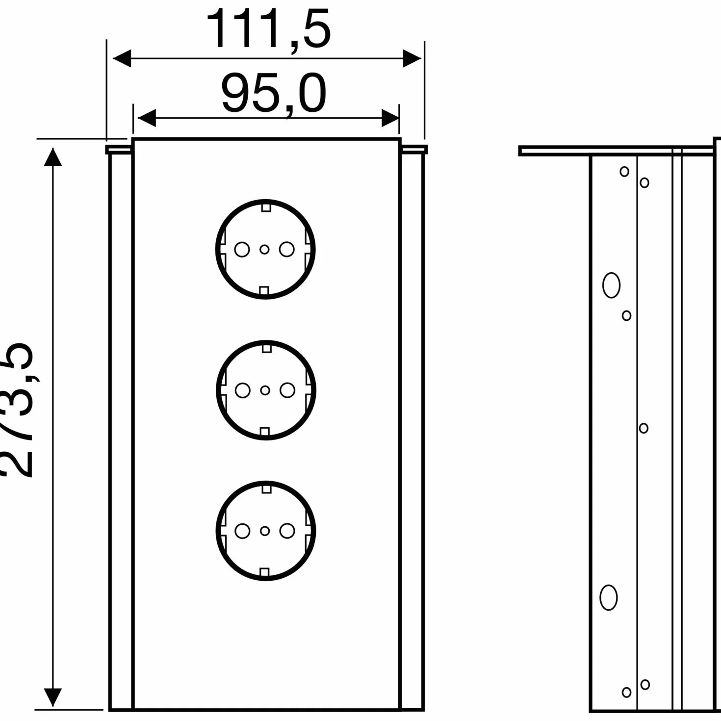 WIPO Power Eck G stal nierdzewna, szkło białe, 3 x gniazdo Schuko, 41910102200