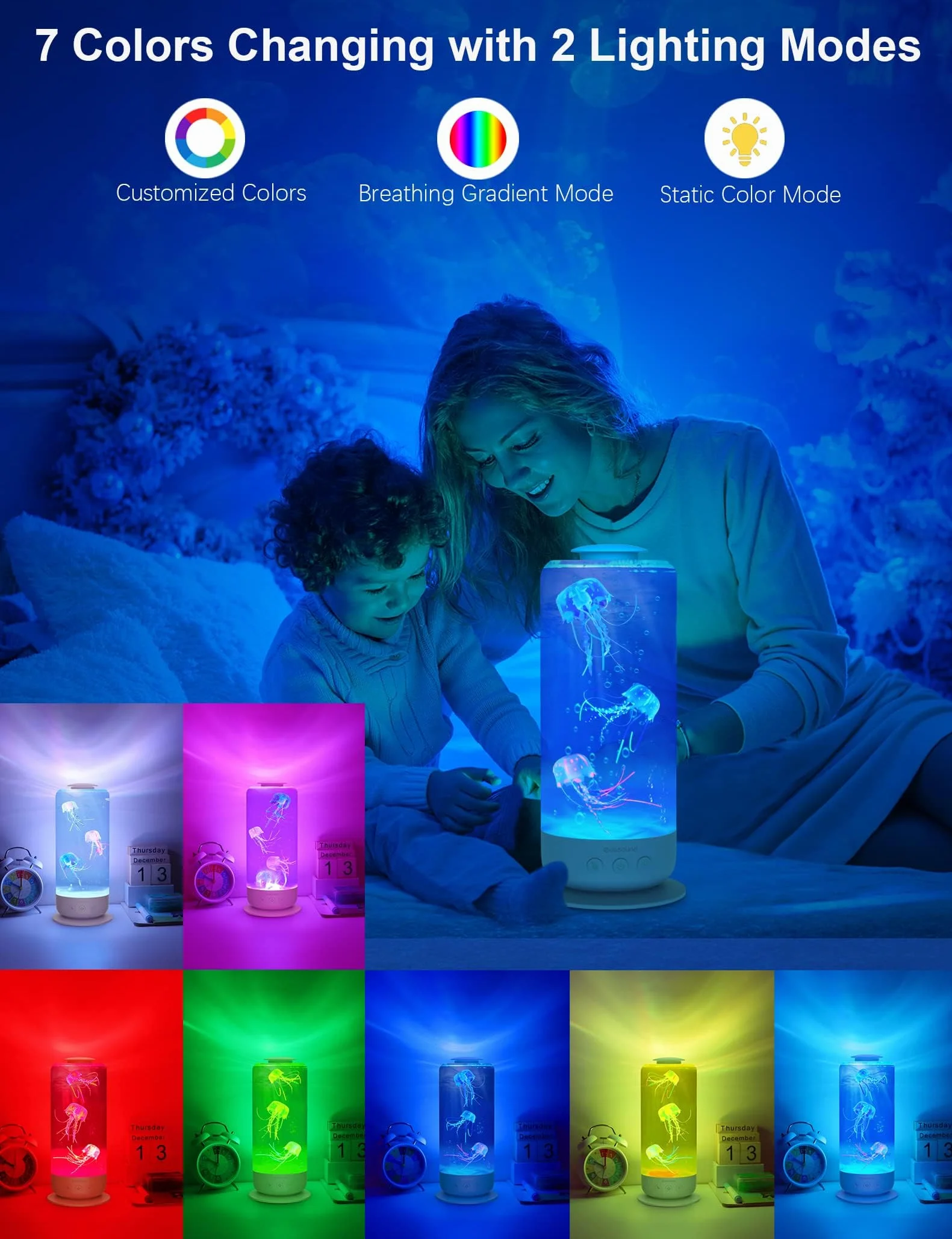 GAESHOW Lampa z meduzami, unosząca się, 7 kolorów i 2 tryby świecenia, nastrojowe światło, dekoracja do domu, biura (biała)