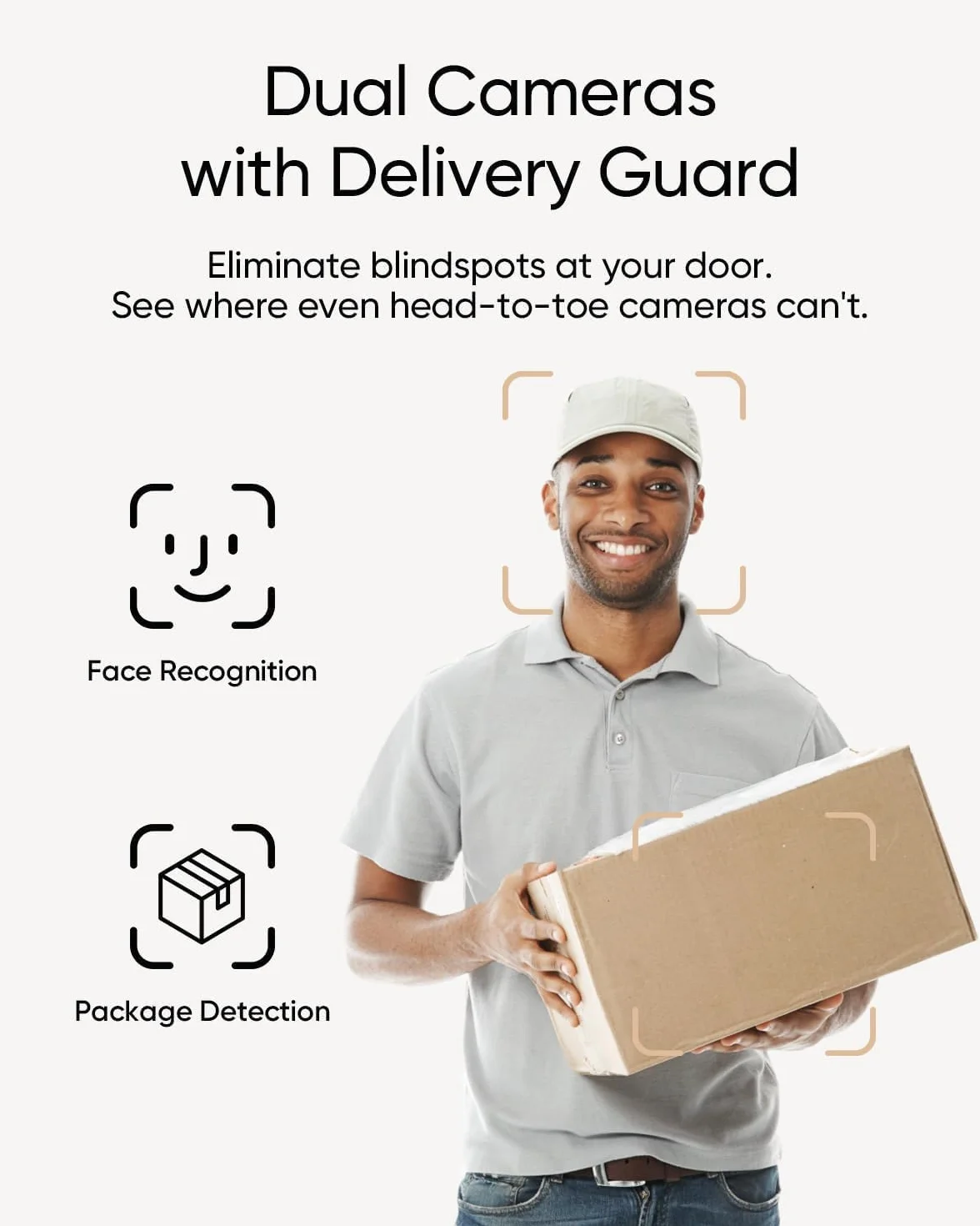 eufy Security Video Doorbell E340 Podwójne kamery z osłoną dostawy, Bezprzewodowa kamera wideodomofonowa 2K Full HD, przewodowa lub zasilana bateryjnie, kolorowy noktowizor(odnowiona)
