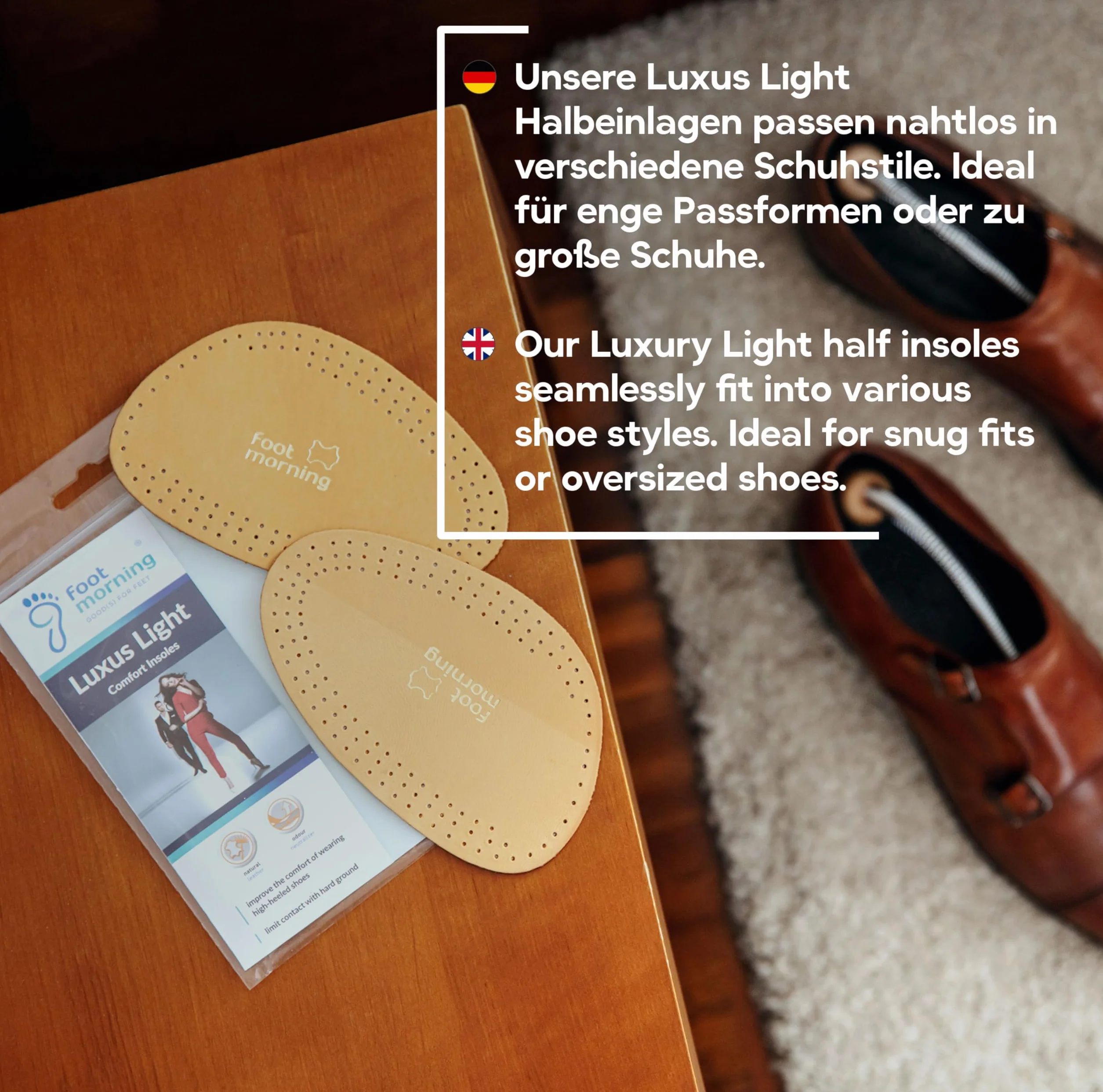 Luxus Light Półwkładki do Półbutów 41-42 EU Skórzana Piankowa Amortyzująca Węgiel Przeciwzapachowy Dwuwarstwowe