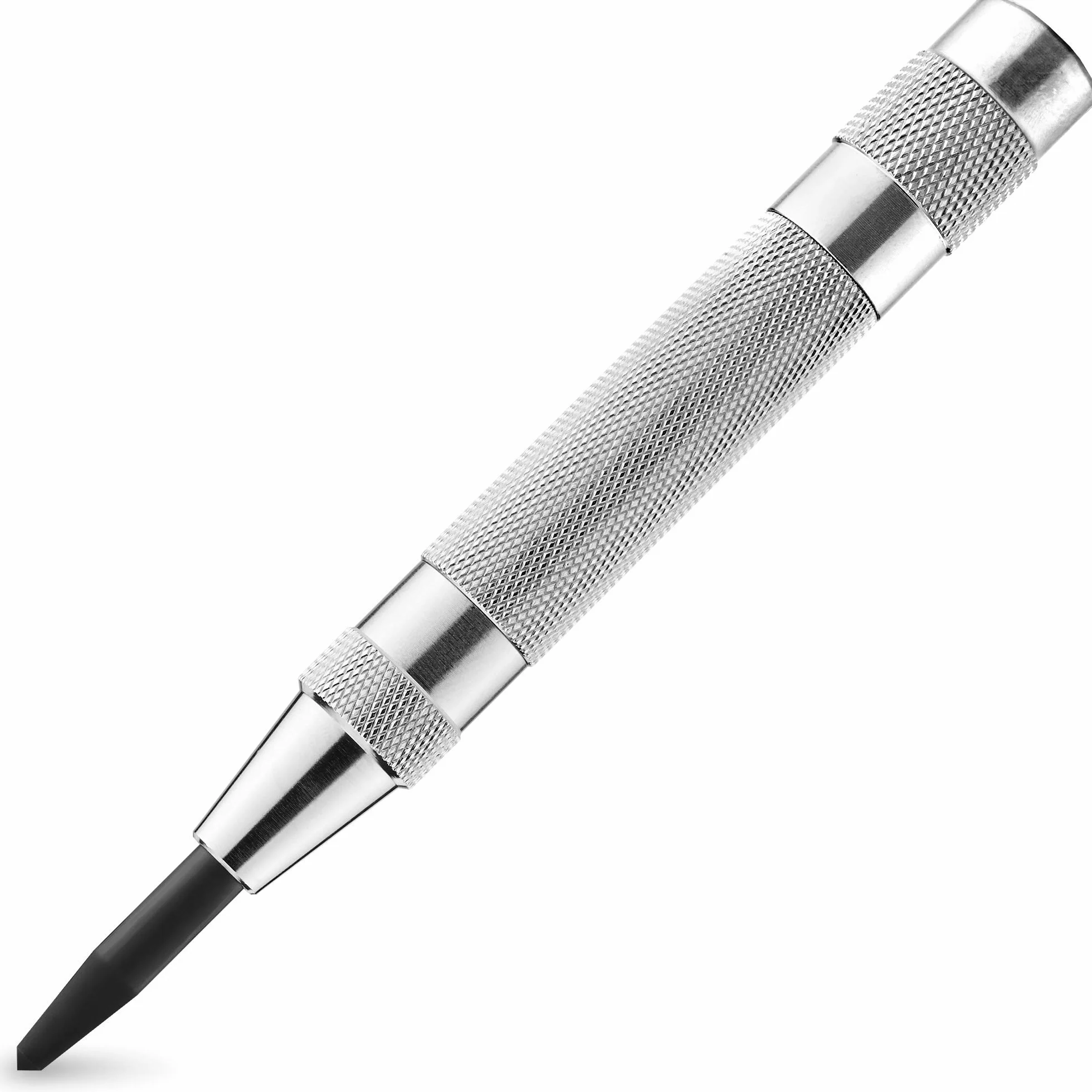 NEIKO 02639A 6-calowy automatyczny dziurkacz środkowy z regulowanym uderzeniem sprężynowym jedną ręką, chromowanym trzpieniem i stalową końcówką premium S2