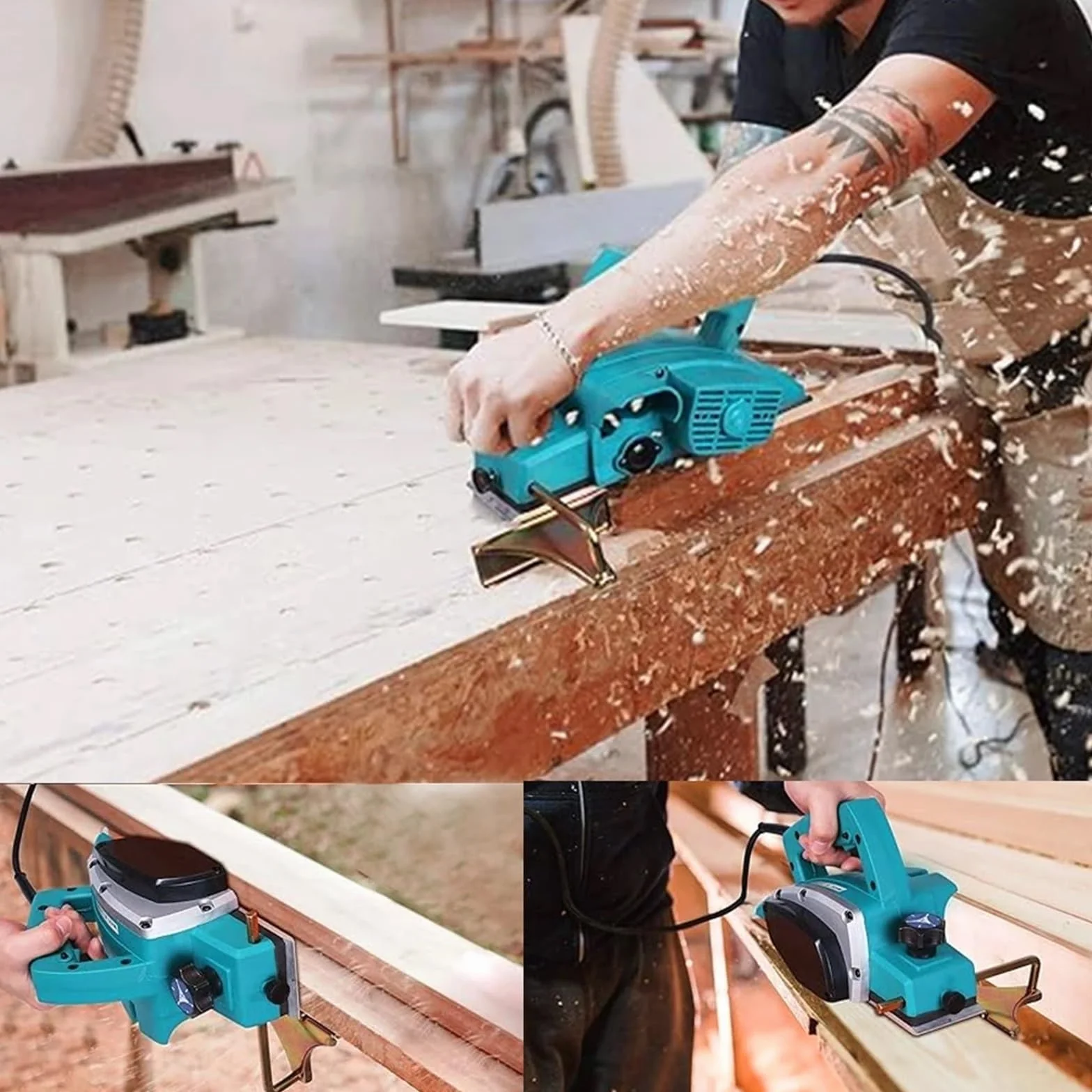 Strugarka do Drewna, Wielofunkcyjna elektryczna strugarka biurkowa, przenośna ręczna strugarka do drewna, elektronarzędzia do obróbki drewna do mebli domowych