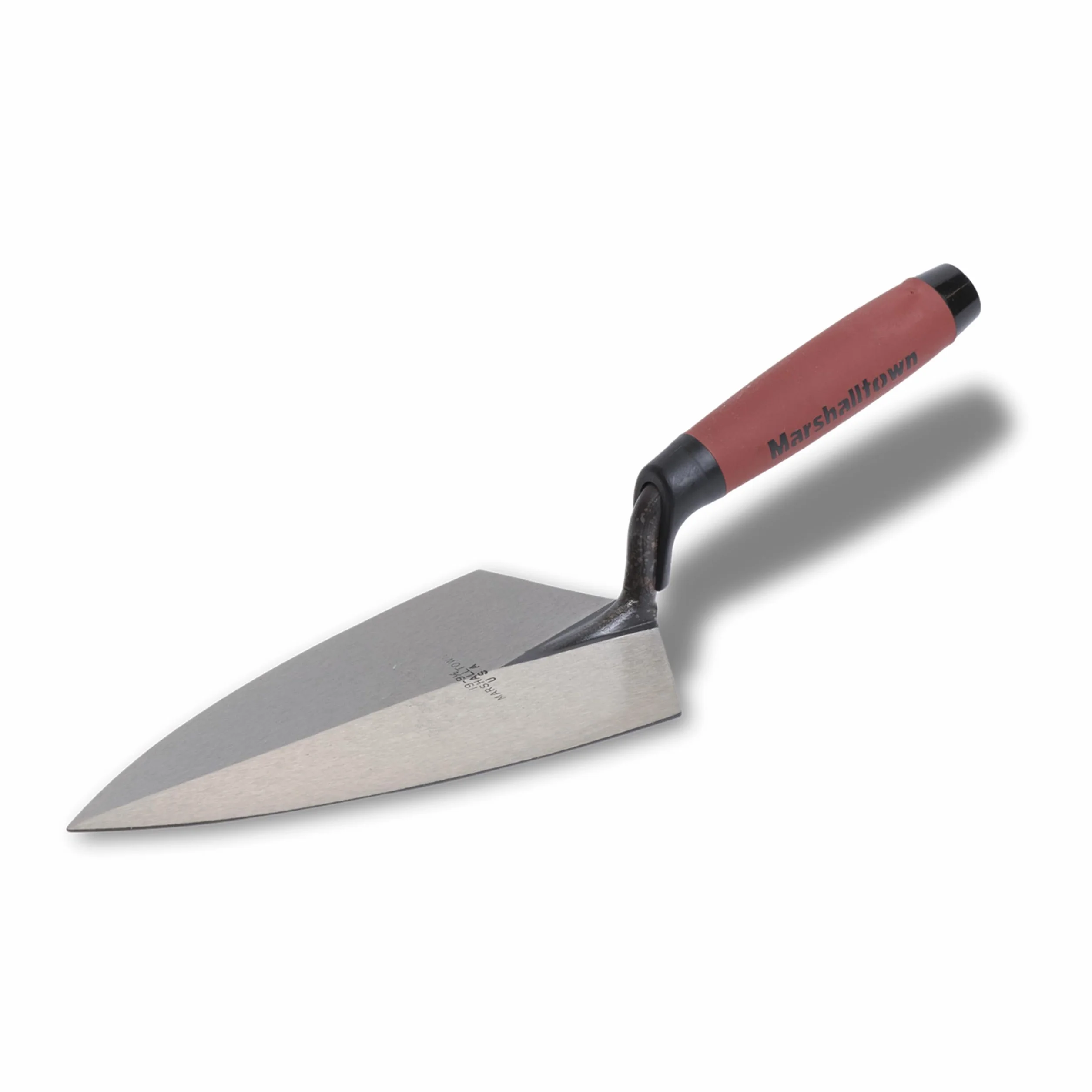 Marshalltown Kielnia, kielnia typu Philadelphia z uchwytem Durasoft, ze zwężoną końcówką i prostą szyjką, wykonana ze stali węglowej, wymiary kielni: 305x152 mm