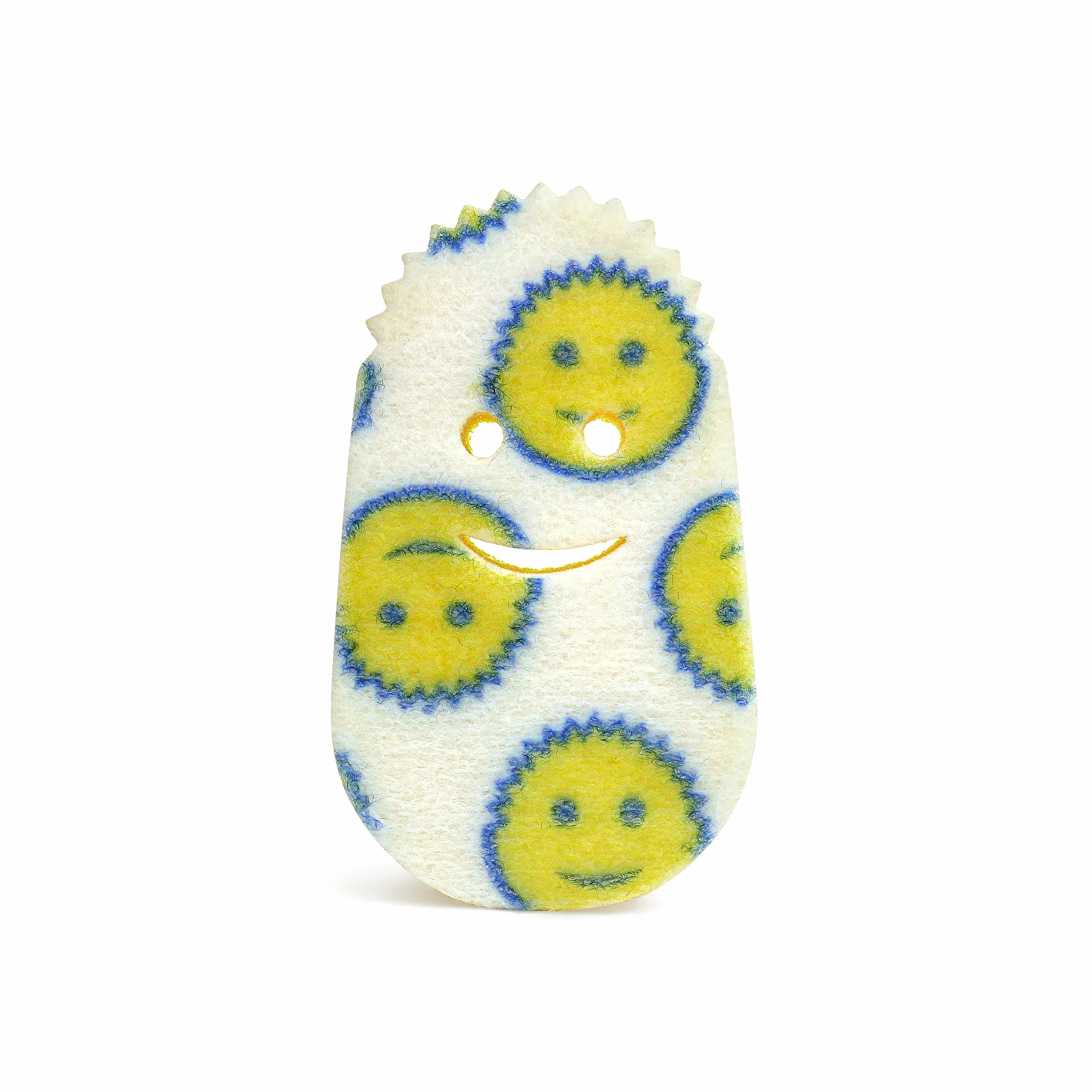 Scrub Daddy Dish Daddy - FlexTexture Skrobaczka gąbka do naczyń, wbudowany uchwyt dozownik płynu i mydła, szczotka do skrobania i zdejmowana głowica - Stoisko antywyciekowe - Niebieski