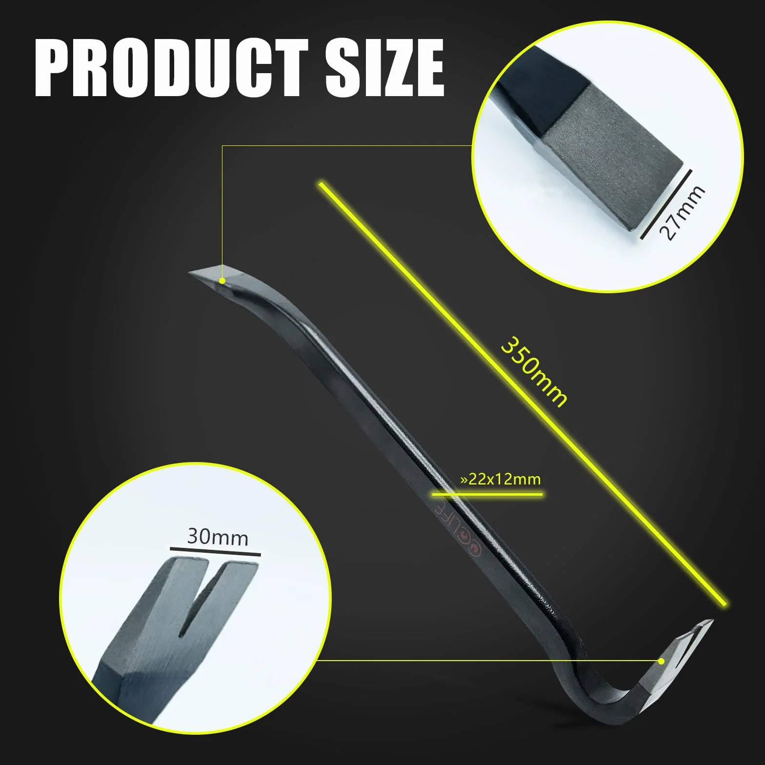 CCLIFE Łopatka do gwoździ 350 x 22 x 12 mm ściągacz do paznokci łom dźwignia