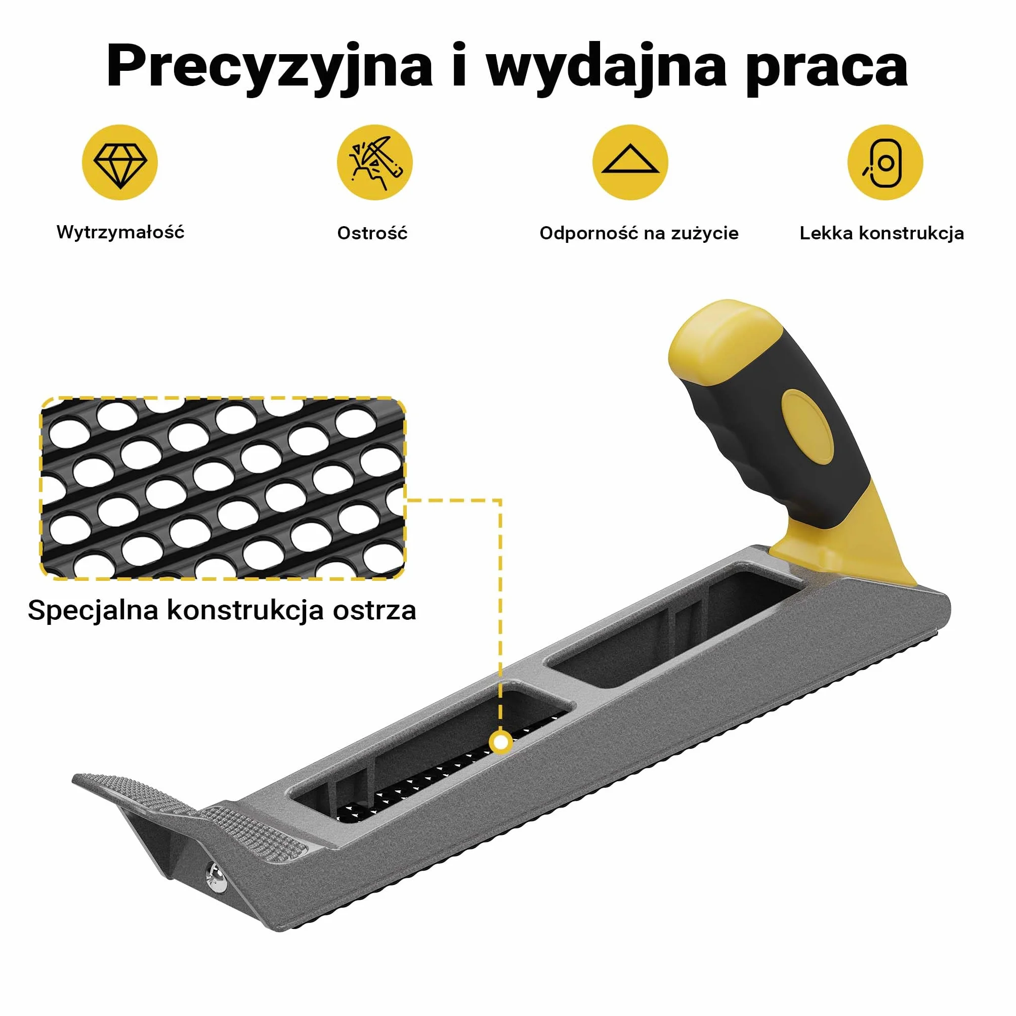 Wiltec Strug do fazowania płyt gipsowo-kartonowych o długości ostrza 250 mm, tarnik z zapasowym ostrzem i aluminiową obudową