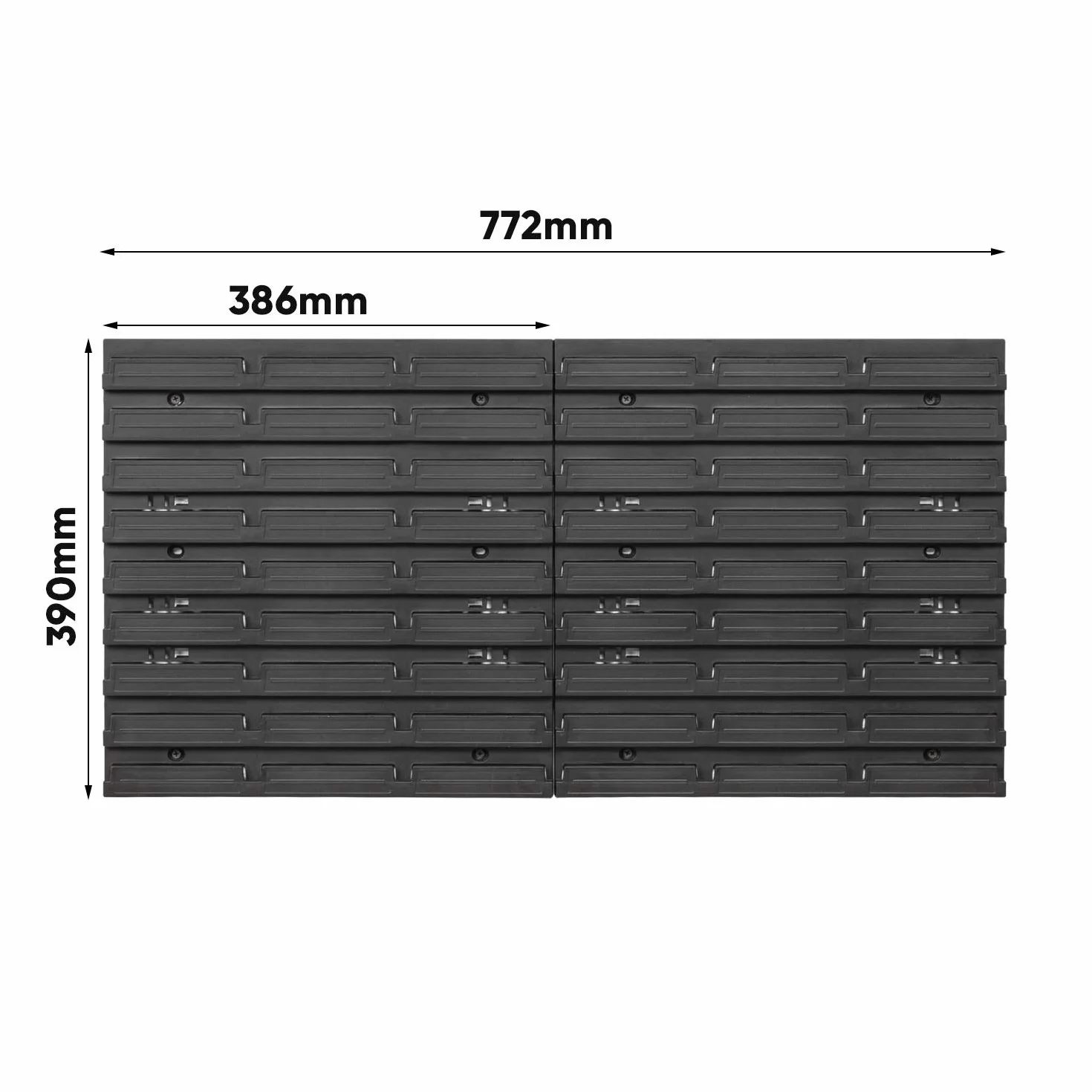 System przechowywania, pudełka do układania w stos z pokrywką, regał ścienny, 772 x 390 cm, 24 sztuki, ścianka narzędziowa, regał warsztatowy, regał rynnowy, czerwony