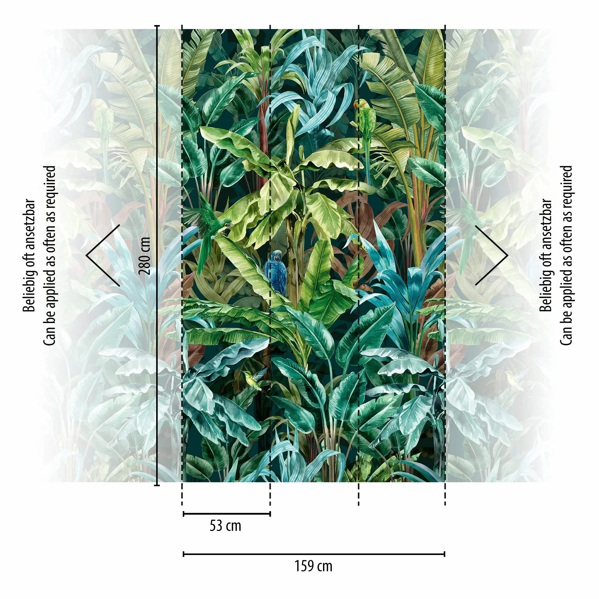 Livingwalls Travel Styles tapeta flizelinowa – papuga w kolorze zielonym i niebieskim – tropikalna tapeta ścienna do różnych pomieszczeń o wymiarach 1,59 m x 2,80 m