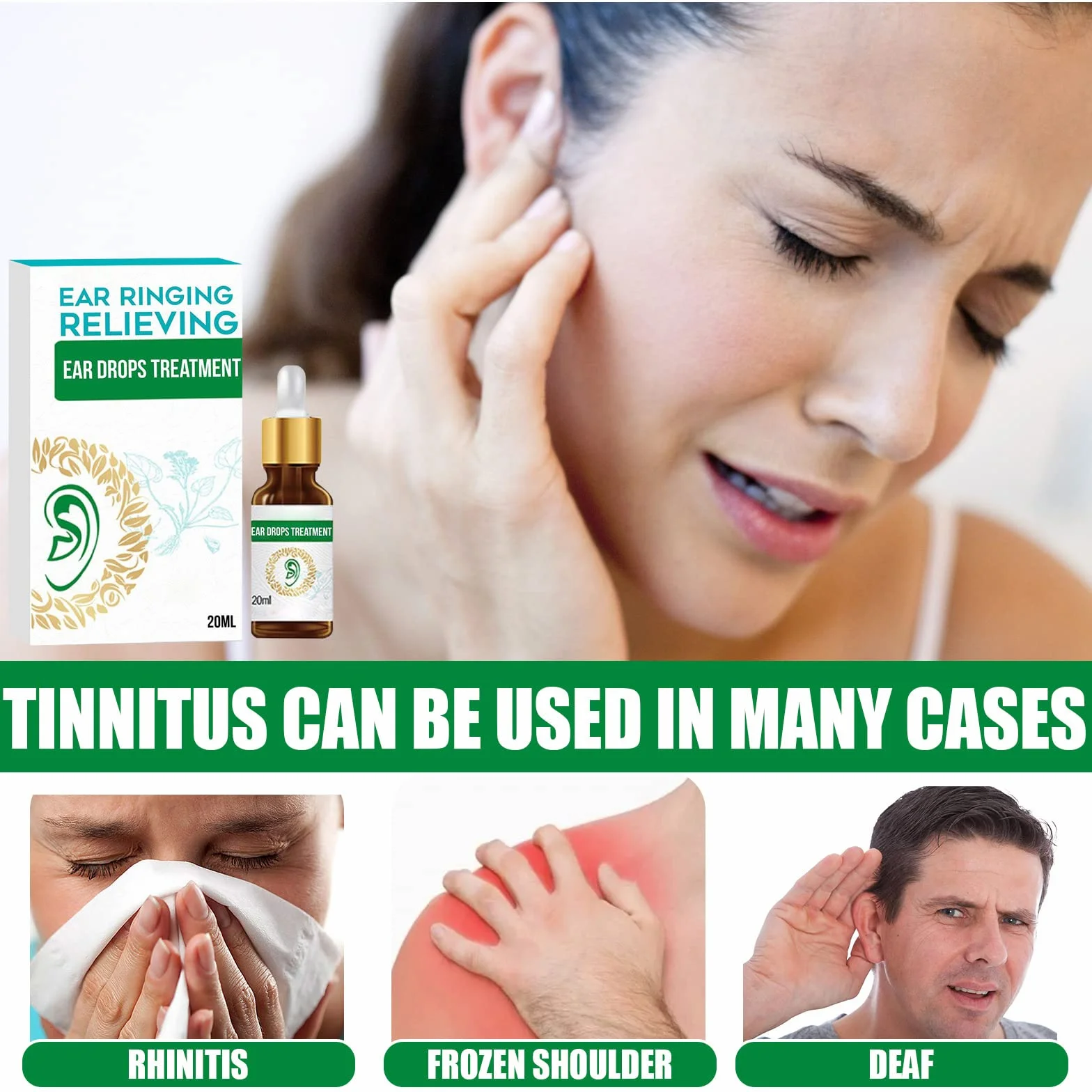 Tinnitus krople do uszu, 20 ml, olej do leczenia dzwonienia w uszach, krople do uszu, łagodzą bóle słuchu, łagodzą szumy uszne, krople do szumów usznych, leczenie szumów usznych