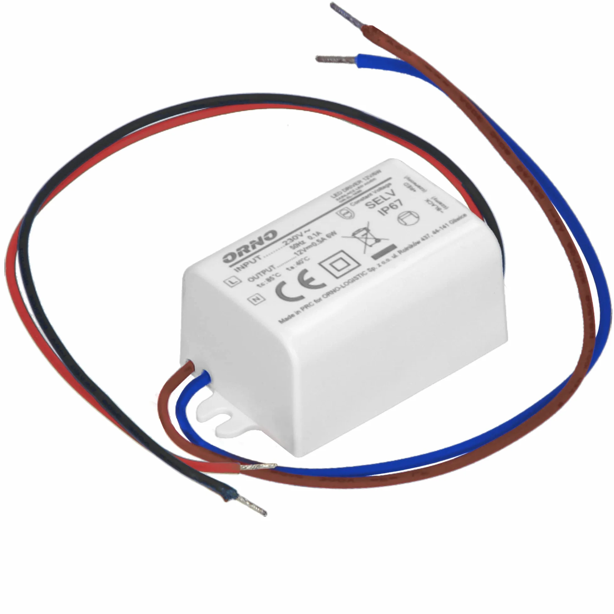 ORNO ZL-1630 Mini LED transformator 12 V podtynkowy 12 V DC 6 W IP67