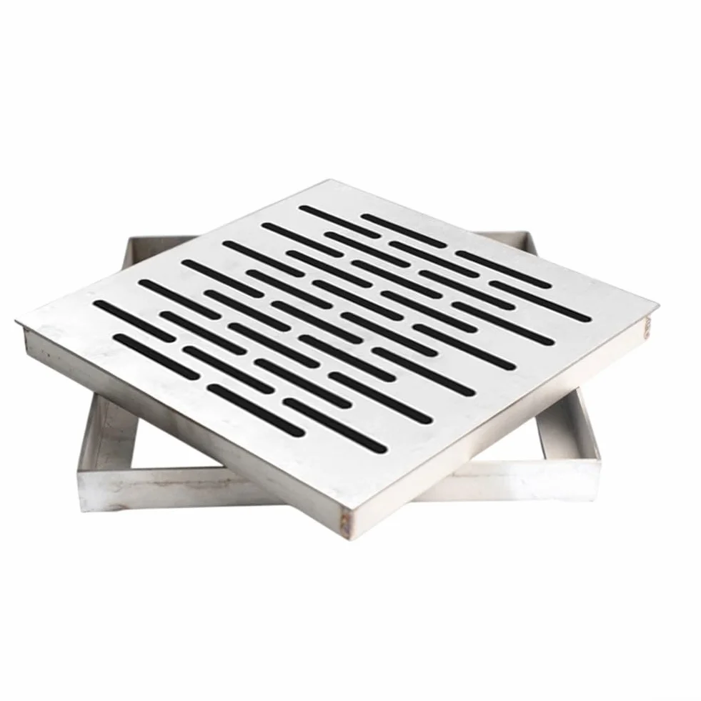 Kwadratowy odpływ podłogowy ze stali nierdzewnej z antypoślizgową kratką zewnętrzna osłona odpływu wody deszczowej 150 x 150 x 20 mm system odwadniania kanału ogrodowego