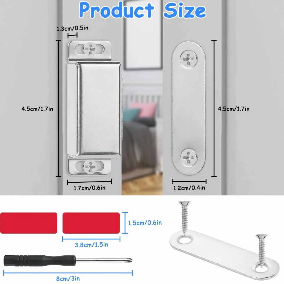 Ainiv 4 sztuki zamknięć magnetycznych do drzwi szafy, mocne magnety z gwoździami, stal nierdzewna, magnes do szuflady, zamknięcie magnetyczne do drzwi, mocne magnety do szafy, magnes do drzwi