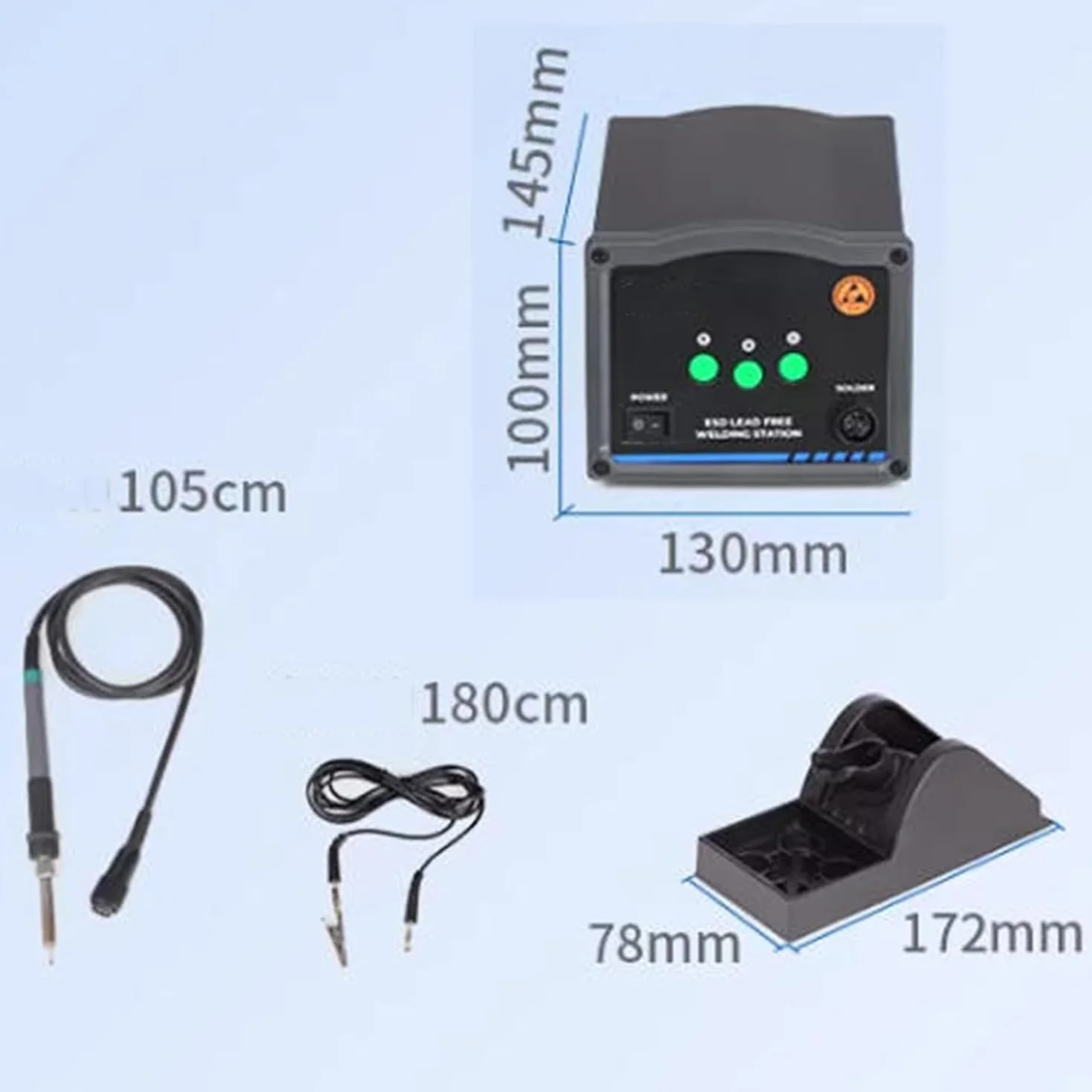 Stacja lutownicza 90 W, stół spawalniczy gorącym powietrzem z wyświetlaczem LCD, regulowana temperatura 200℃ ~ 420℃, idealna do naprawy i naprawy SMD