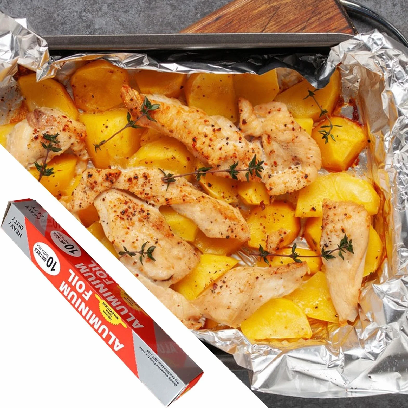 Aluminum Foil Roll, Non-stick Foil, Food Safe Foil Wrap, Kitchen Foil With Cutter, Casserole Cover Foil, Heavy-duty Aluminum Foil, Reusable Foil Roll, Kitchen Wrap Foil, Food Wrap For Leftovers, Cooki