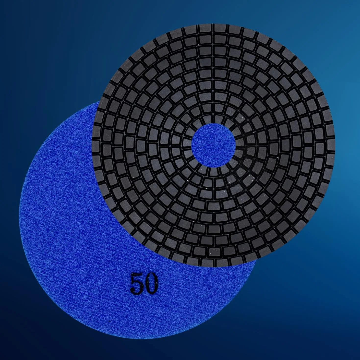 EDW Profesjonalny zestaw diamentowych podkładek szlifierskich NASS, 100 mm, ziarnistość 50 + 200, talerz mocujący na rzep M14, do granitu, kamienia naturalnego, marmuru, szkła