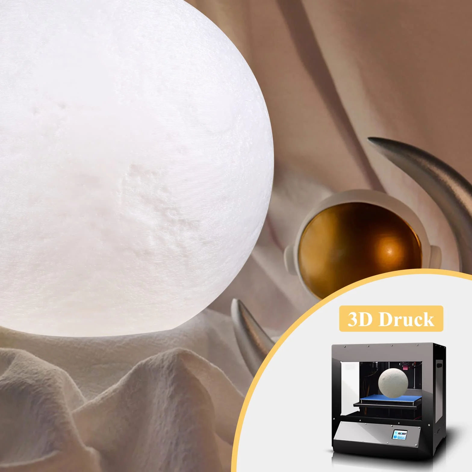 CPROSP Lampa księżycowa z nadrukiem 3D, lampa księżycowa, kula 15 cm, Lunalamp z pilotem zdalnego sterowania, lampa Moonlight z możliwością ściemniania, światło księżyca RGB 16 zmiana koloru