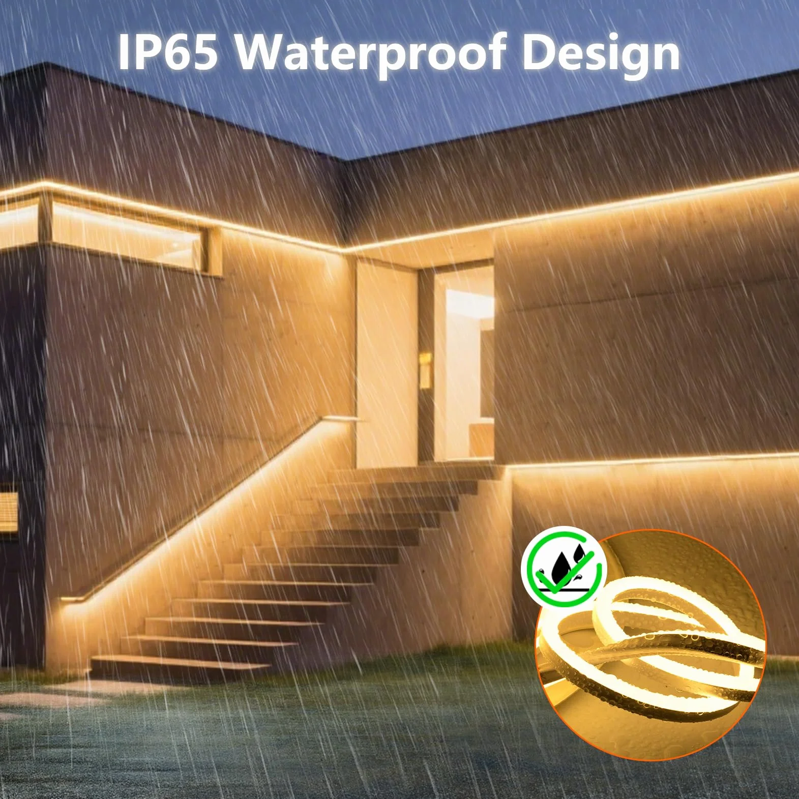 15m Pasek Neonowy Led Bez Zasilacza 220V Bezpośrednie Podłączenie Silikon Wodoszczelny Ognioodporny IP65 Biały Naturalny 4000K 10mm Można Przycinać Taśma Led Zewnętrzna
